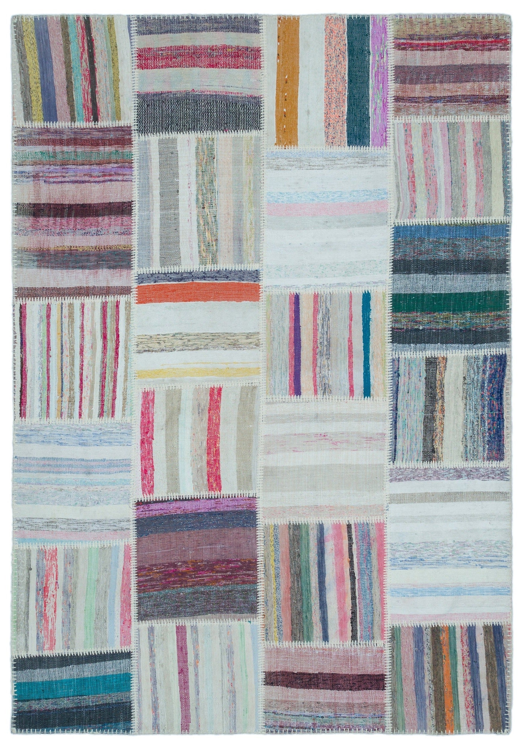 Teselya 25472 Multy Striped Wool Handmade Area Rug 5'3" x 7'6"