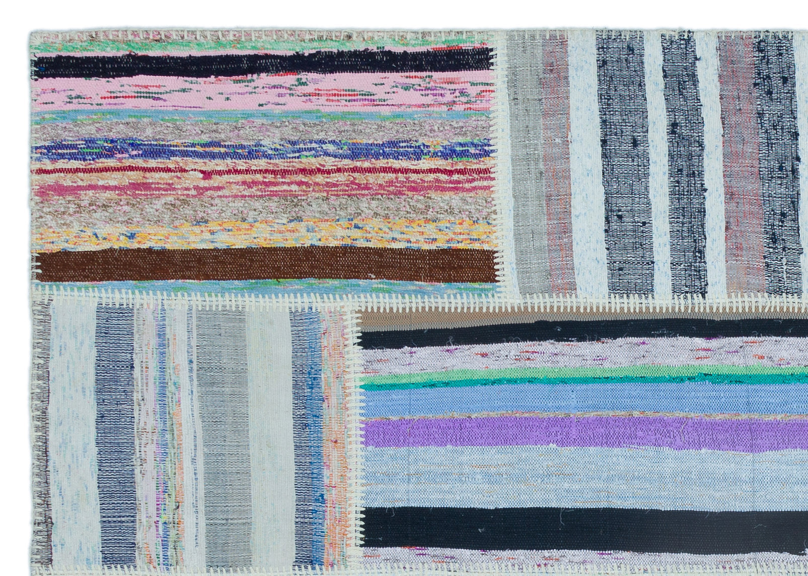 Teselya 25477 Multy Striped Wool Handmade Area Rug 5'3" x 7'5"