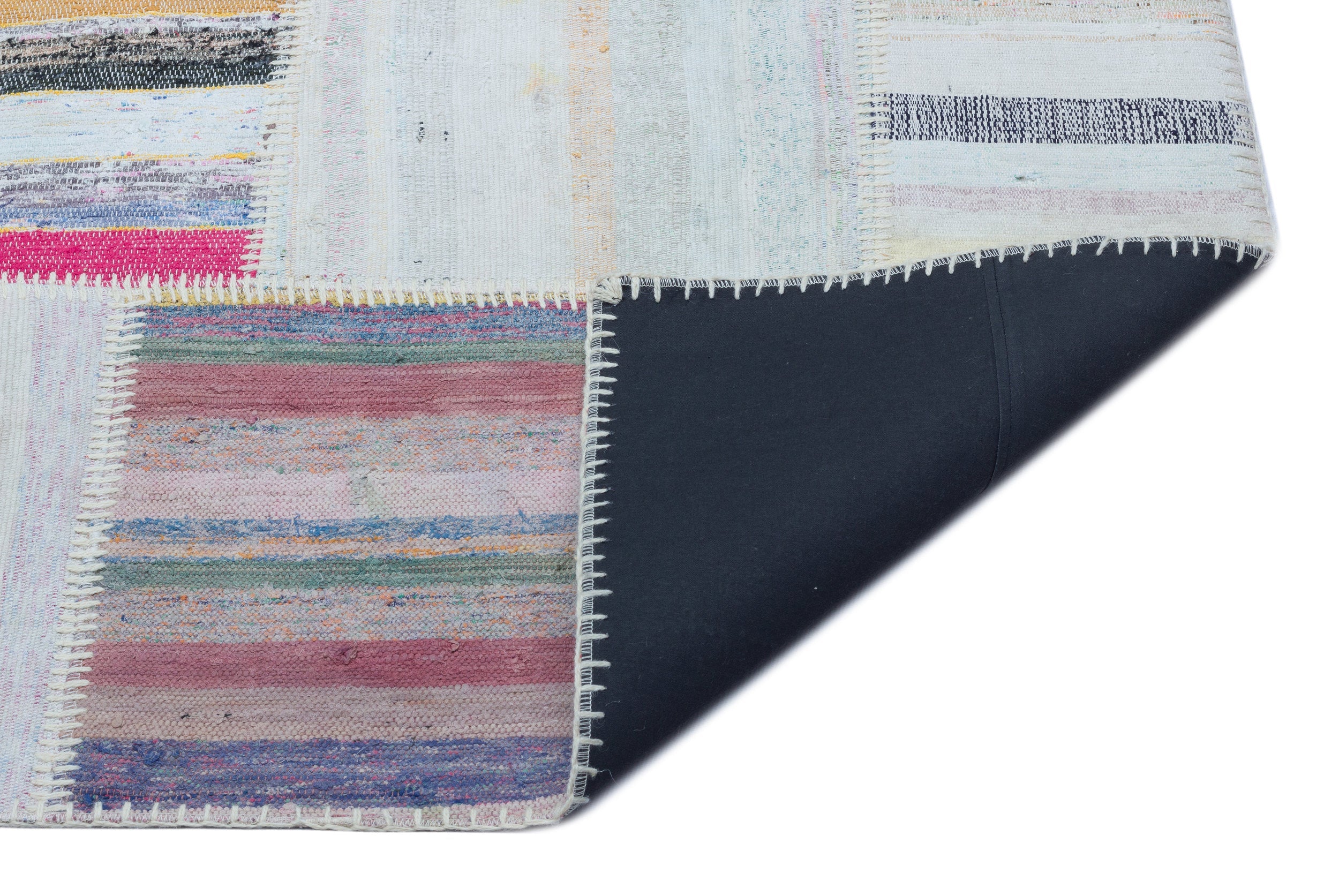 Teselya 25481 Patchwork Striped Wool Handmade Area Rug 5'3" x 7'7"