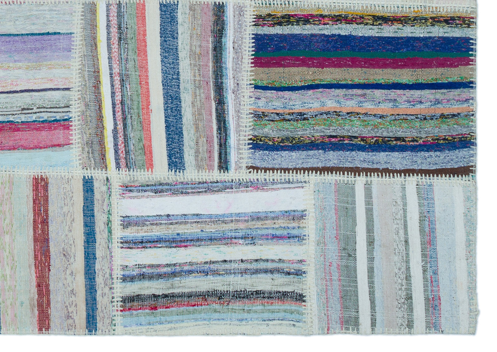 Teselya 25488 Multy Striped Wool Handmade Area Rug 5'3" x 7'5"