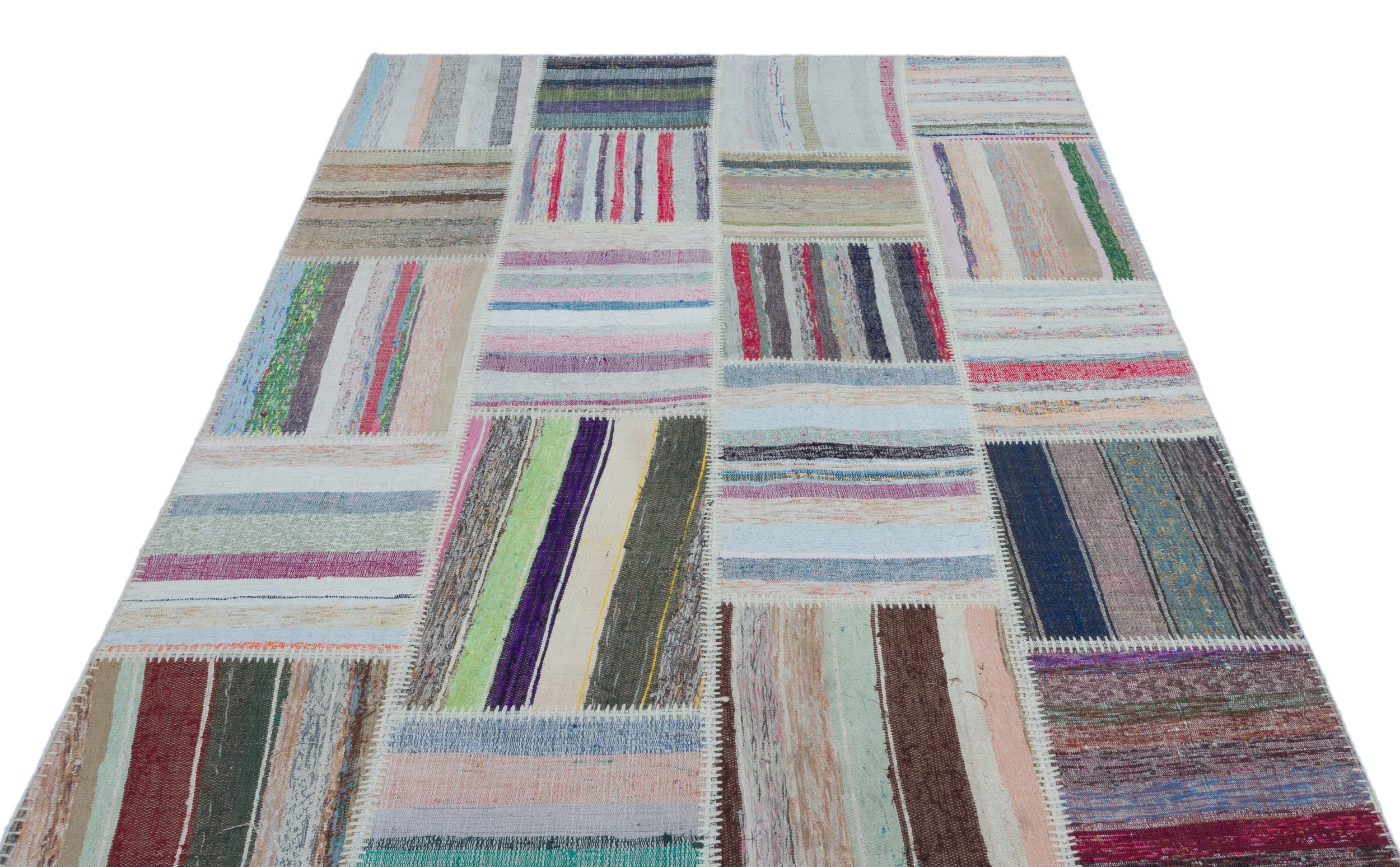 Teselya 25489 Multy Striped Wool Handmade Area Rug 5'3" x 7'6"
