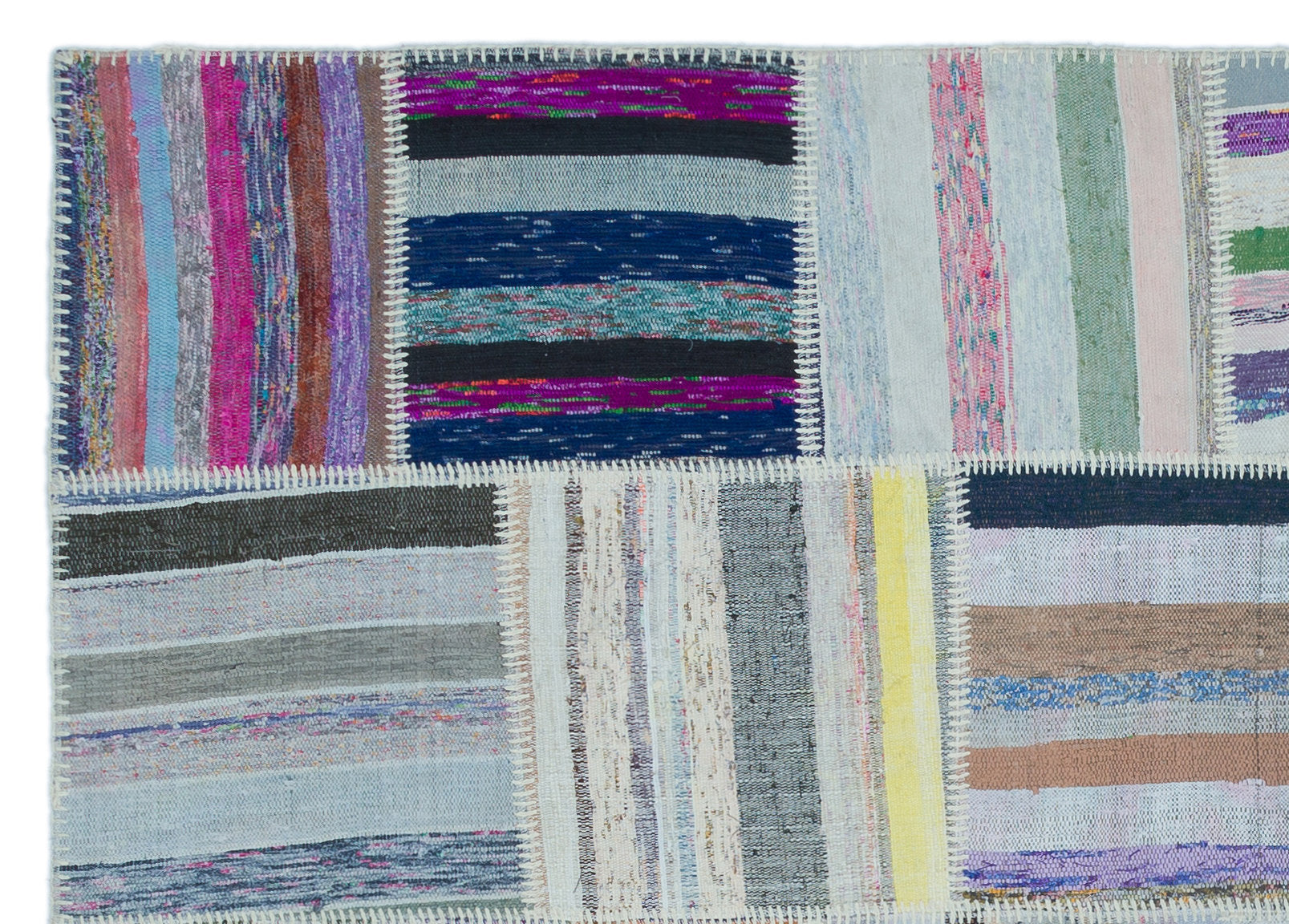 Teselya 25492 Beige Striped Wool Handmade Area Rug 5'3" x 7'4"