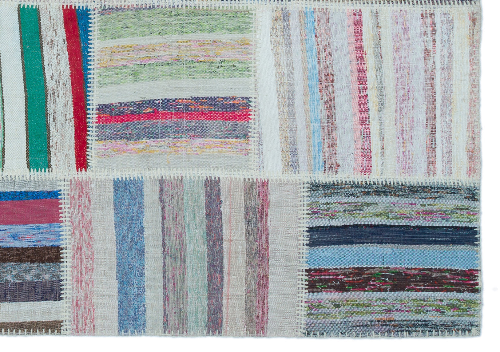Teselya 25494 Multy Striped Wool Handmade Area Rug 5'3" x 7'6"