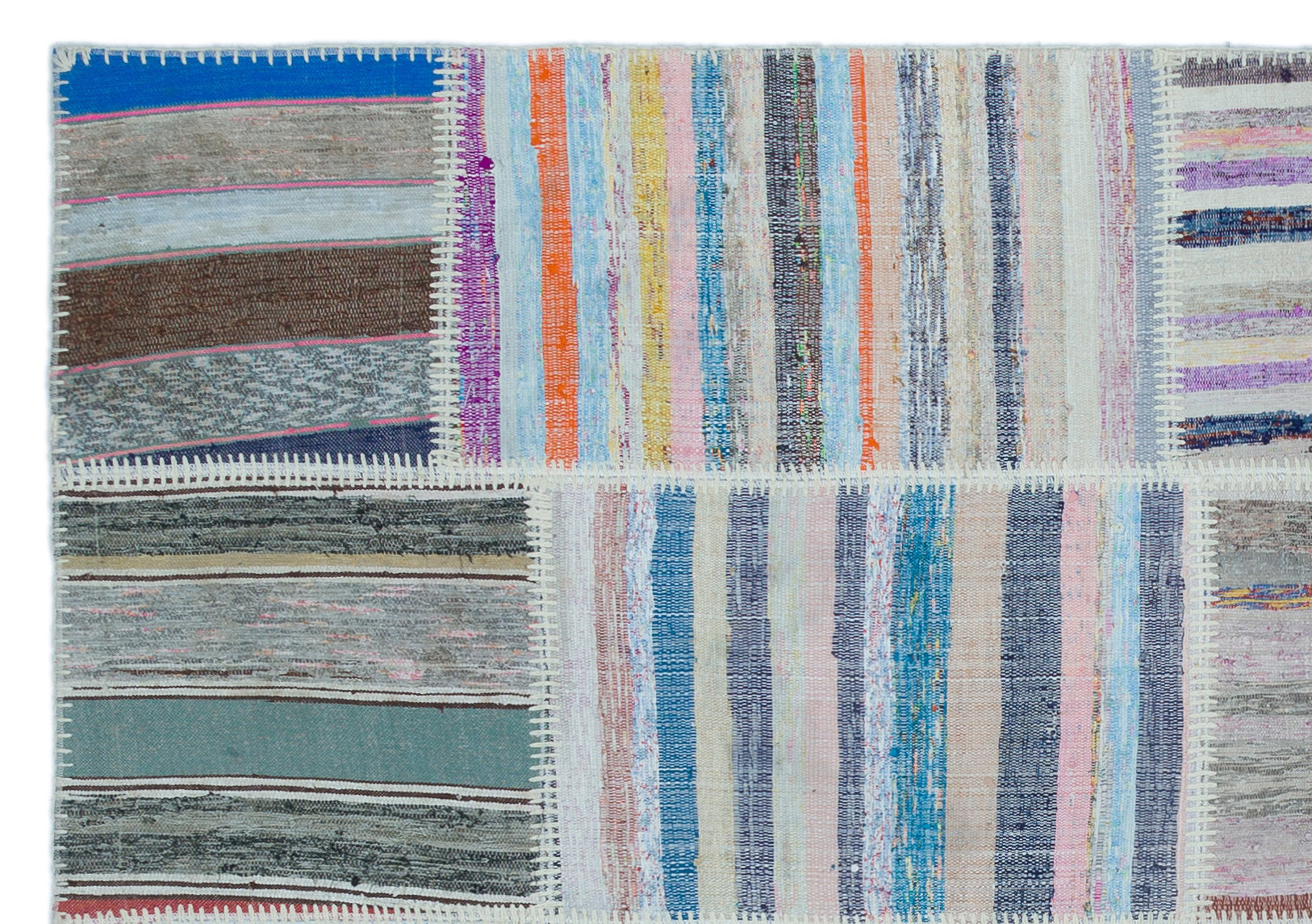 Teselya 25494 Multy Striped Wool Handmade Area Rug 5'3" x 7'6"