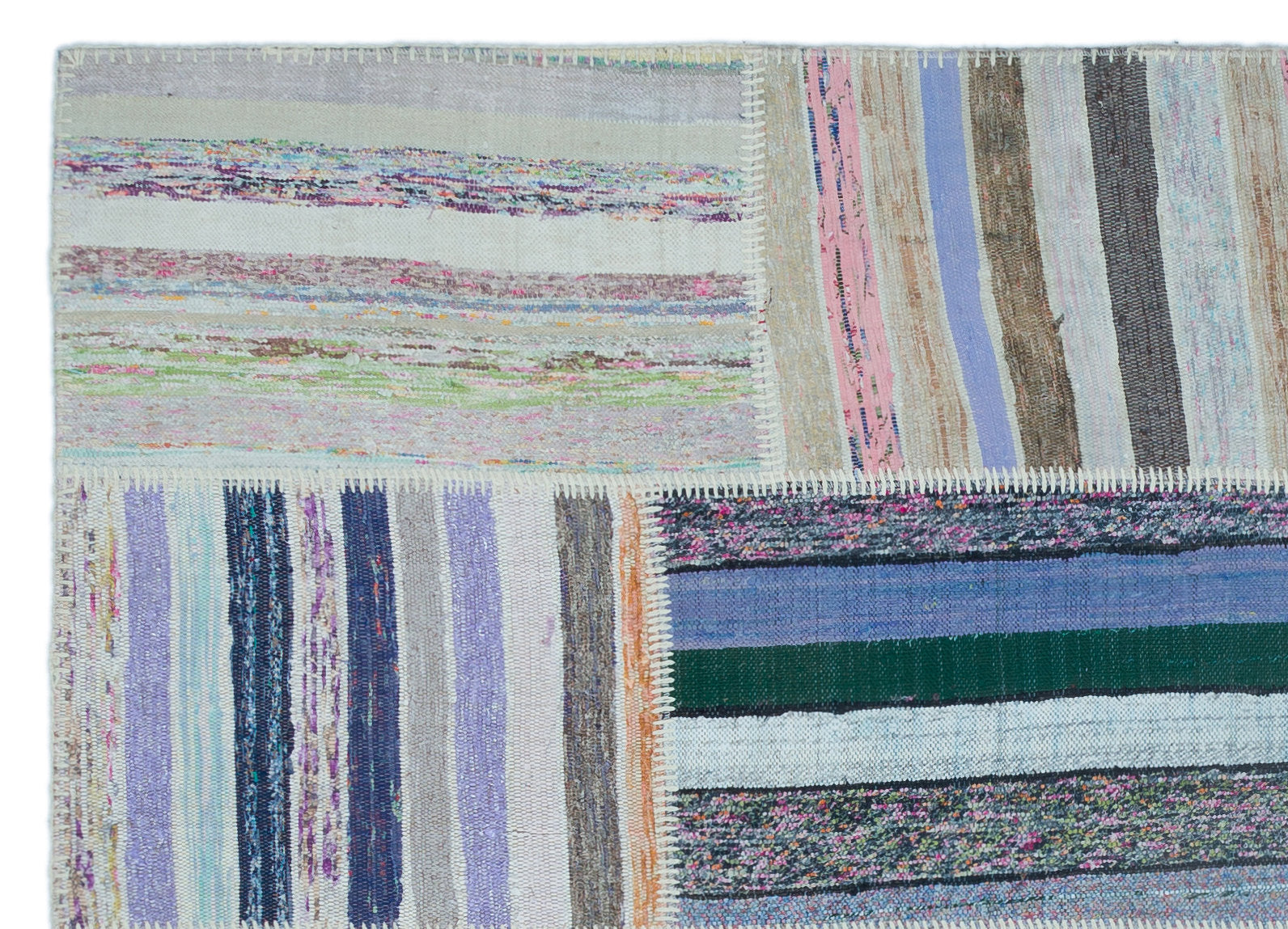 Teselya 25497 Beige Striped Wool Handmade Area Rug 5'3" x 7'4"