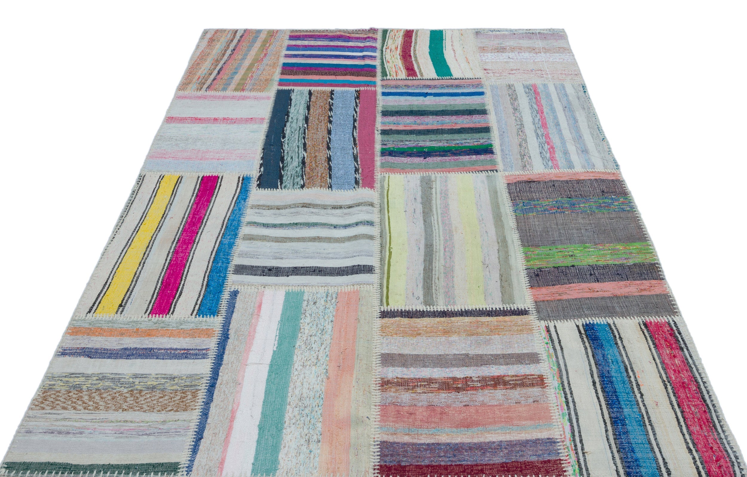 Teselya 25499 Multy Striped Wool Handmade Area Rug 5'3" x 7'5"