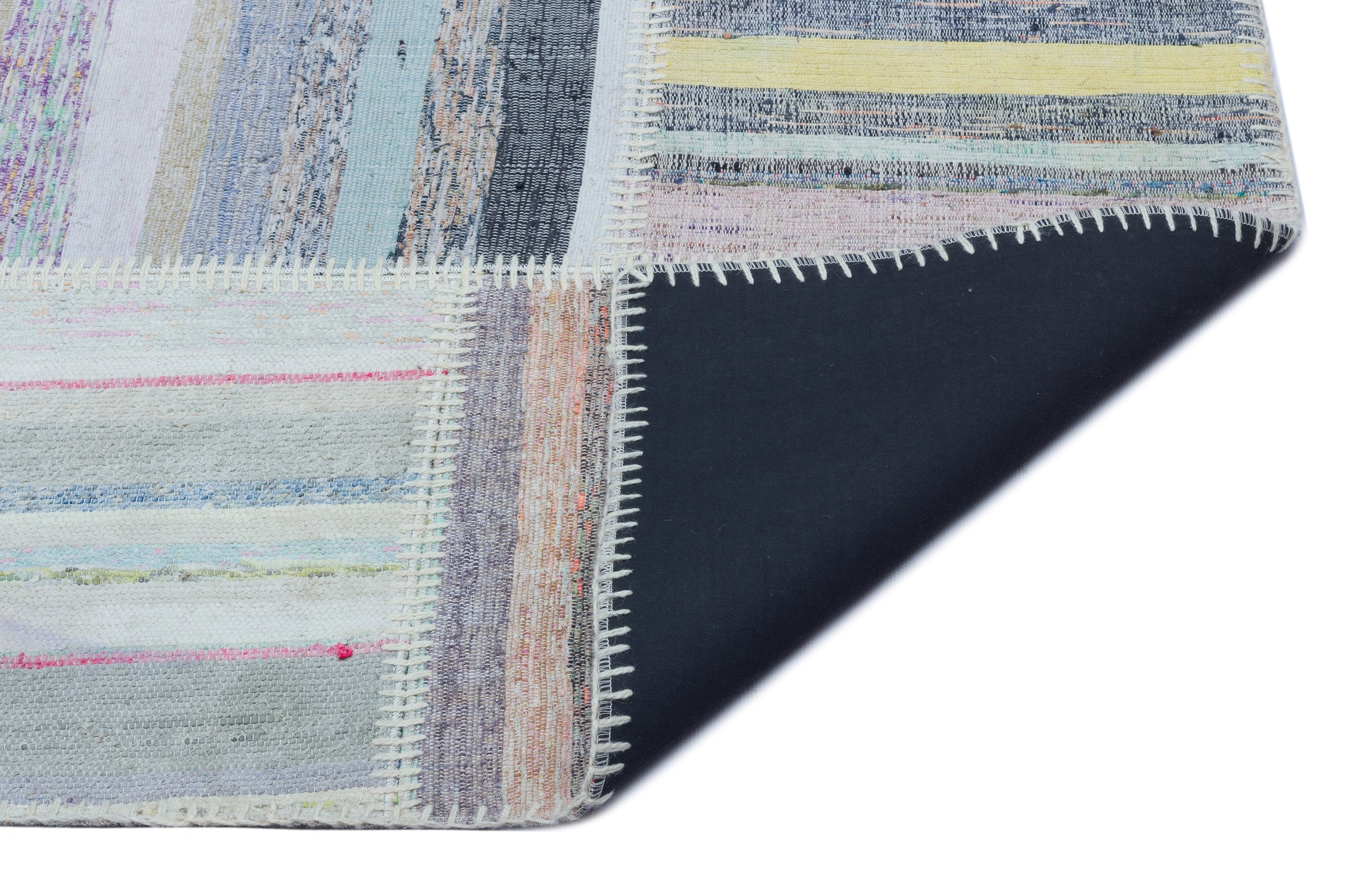 Teselya 25503 Beige Striped Wool Handmade Area Rug 5'3" x 7'4"