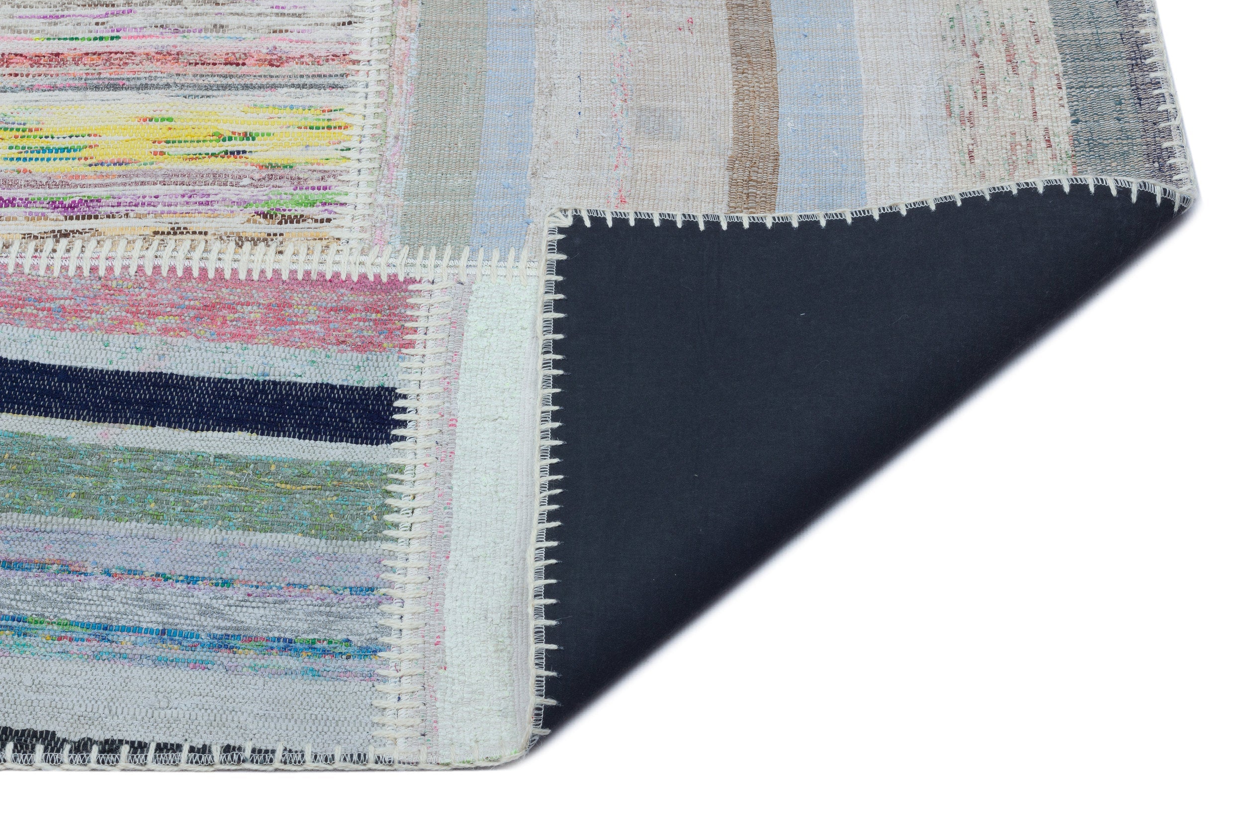 Teselya 25506 Beige Striped Wool Handmade Area Rug 5'3" x 7'4"