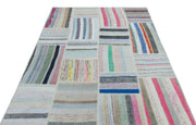 Teselya 25506 Beige Striped Wool Handmade Area Rug 5'3" x 7'4"