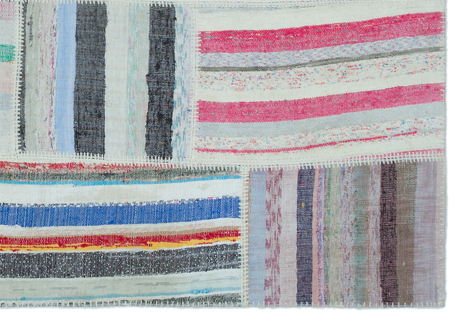 Teselya 25506 Beige Striped Wool Handmade Area Rug 5'3" x 7'4"