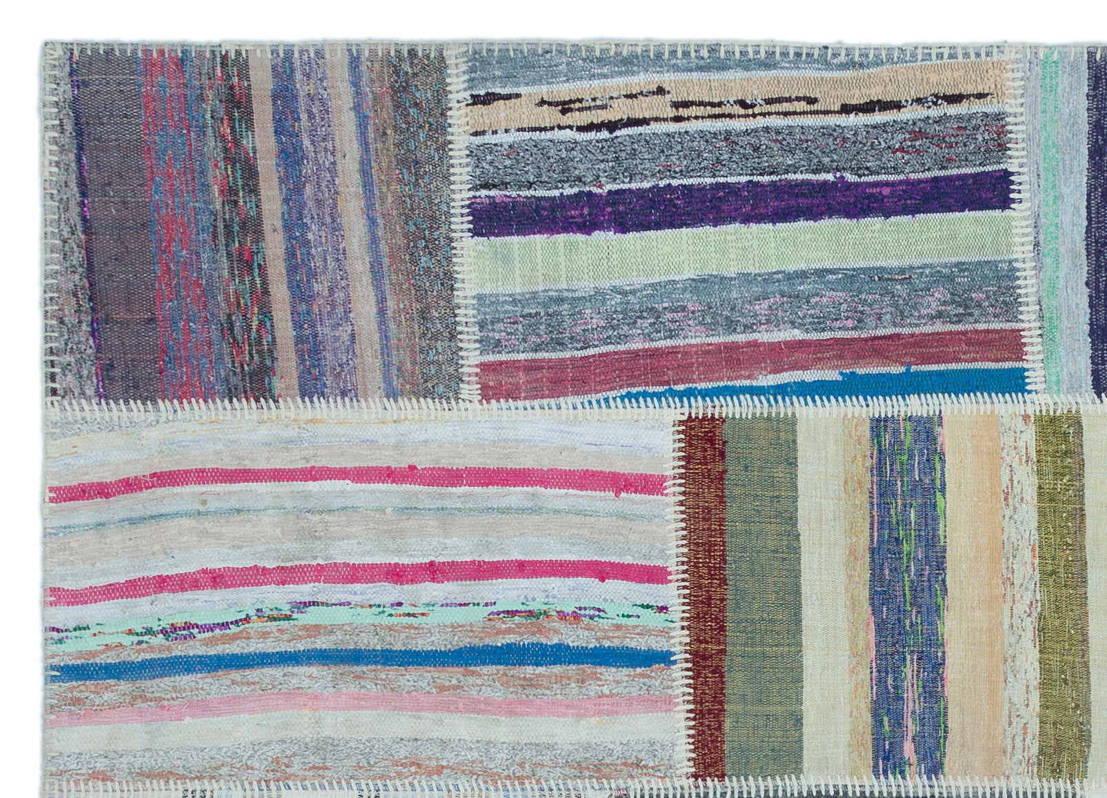 Teselya 25507 Multy Striped Wool Handmade Area Rug 5'3" x 7'5"