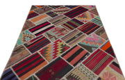 Teselya Red Vintage Wool Handmade Area Rug 5'1" x 7'9"