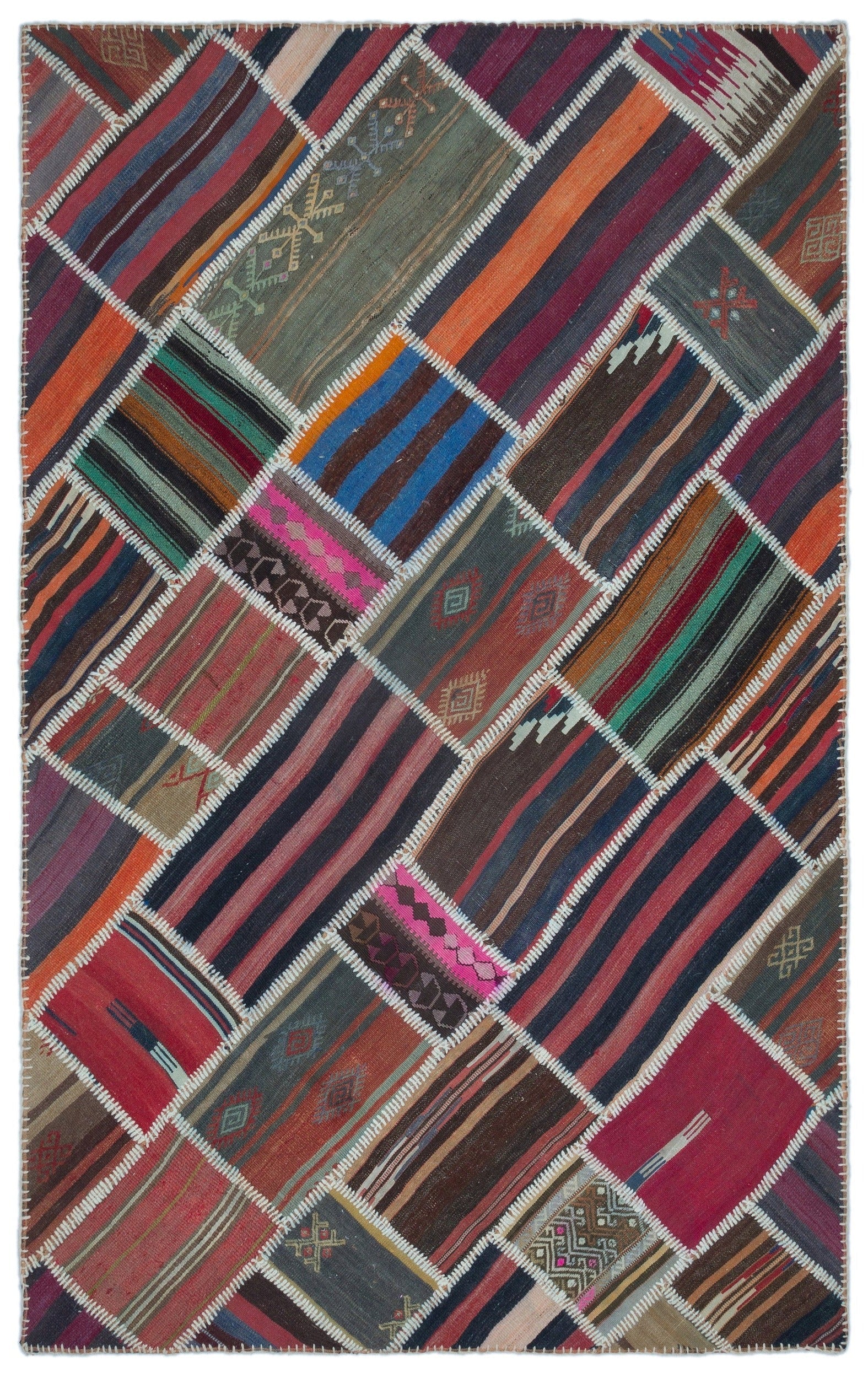 Teselya Beige Vintage Wool Handmade Area Rug 4'11" x 7'10"
