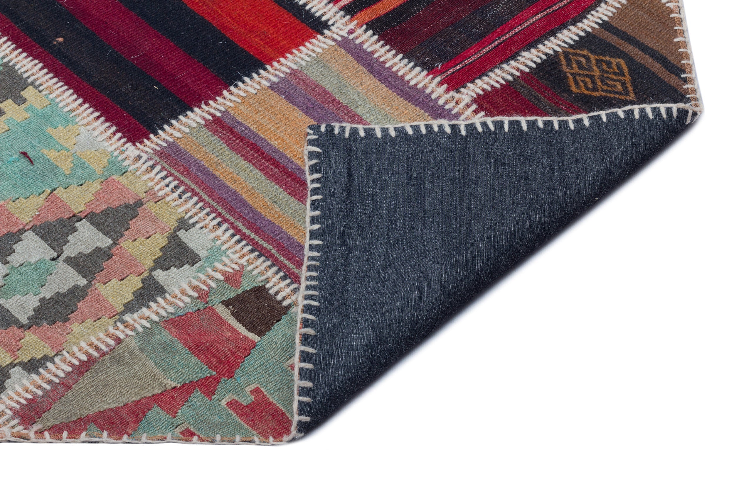 Teselya 25529 Patchwork Vintage Wool Handmade Area Rug 5'3" x 7'9"