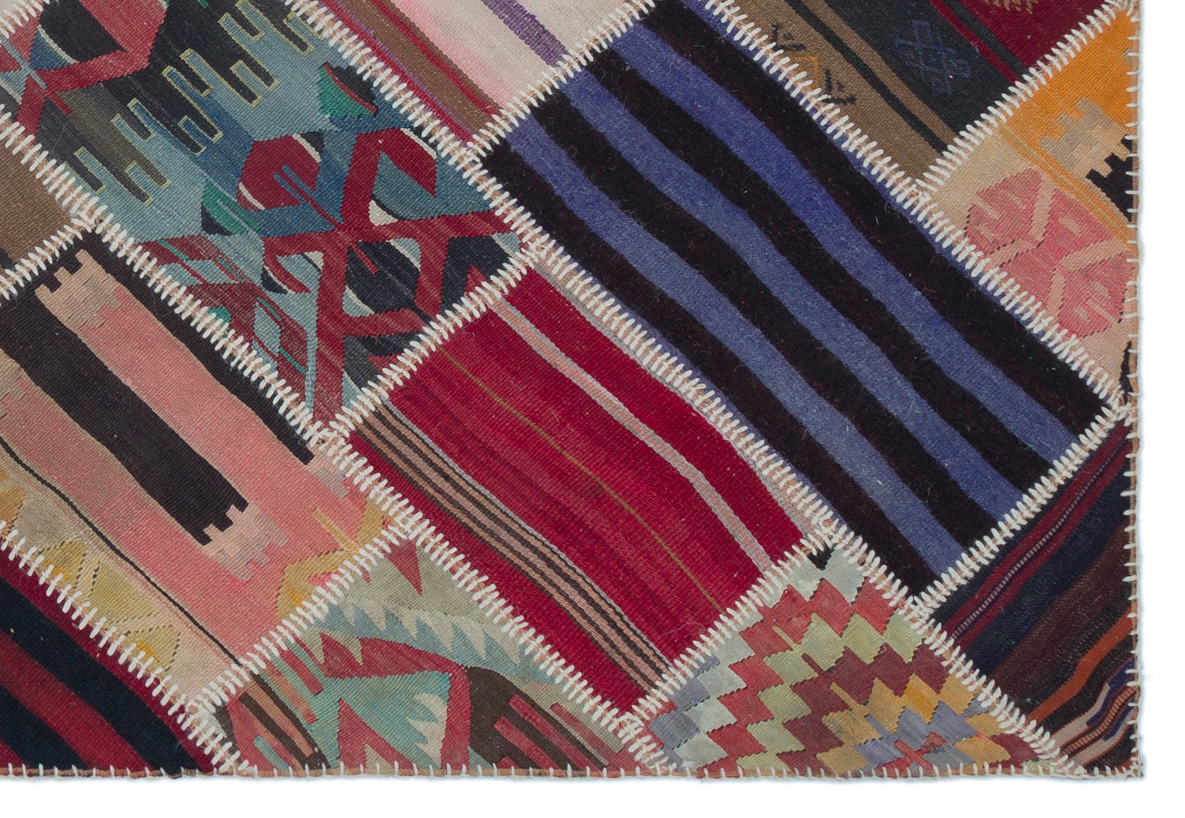 Teselya 25529 Patchwork Vintage Wool Handmade Area Rug 5'3" x 7'9"