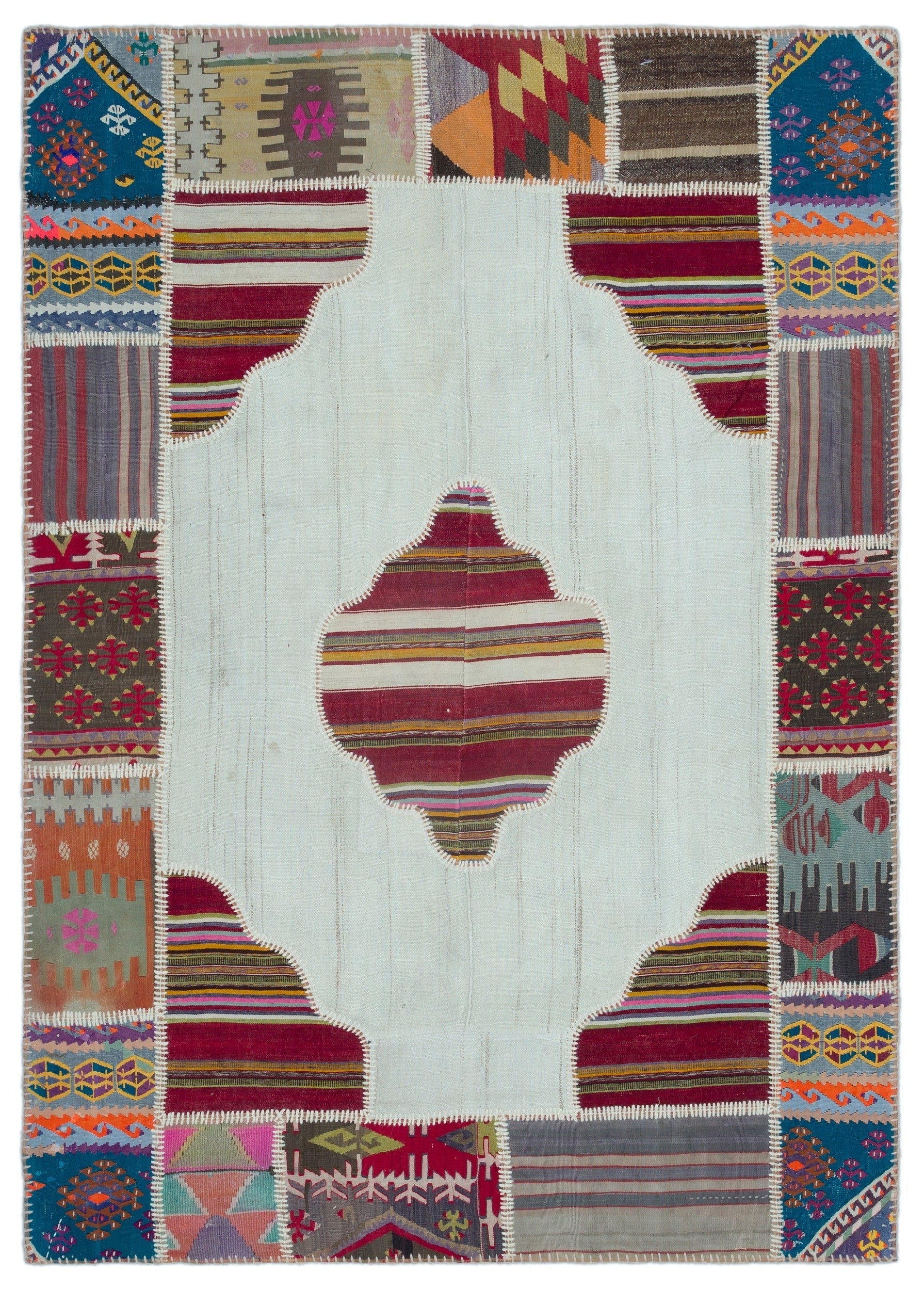 Teselya Beige Vintage Wool Handmade Area Rug 5'5" x 7'9"