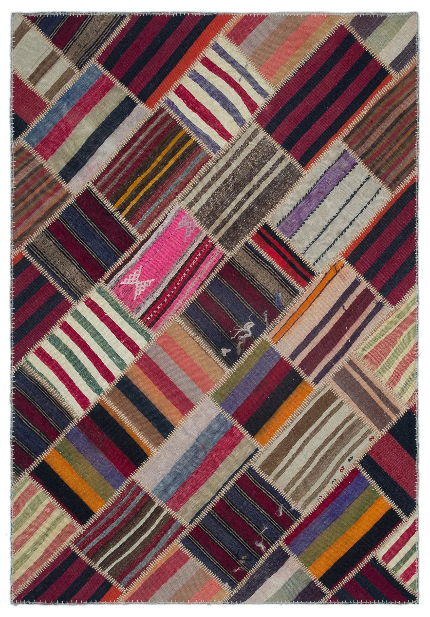 Teselya Red Vintage Wool Handmade Area Rug 5'3" x 7'5"
