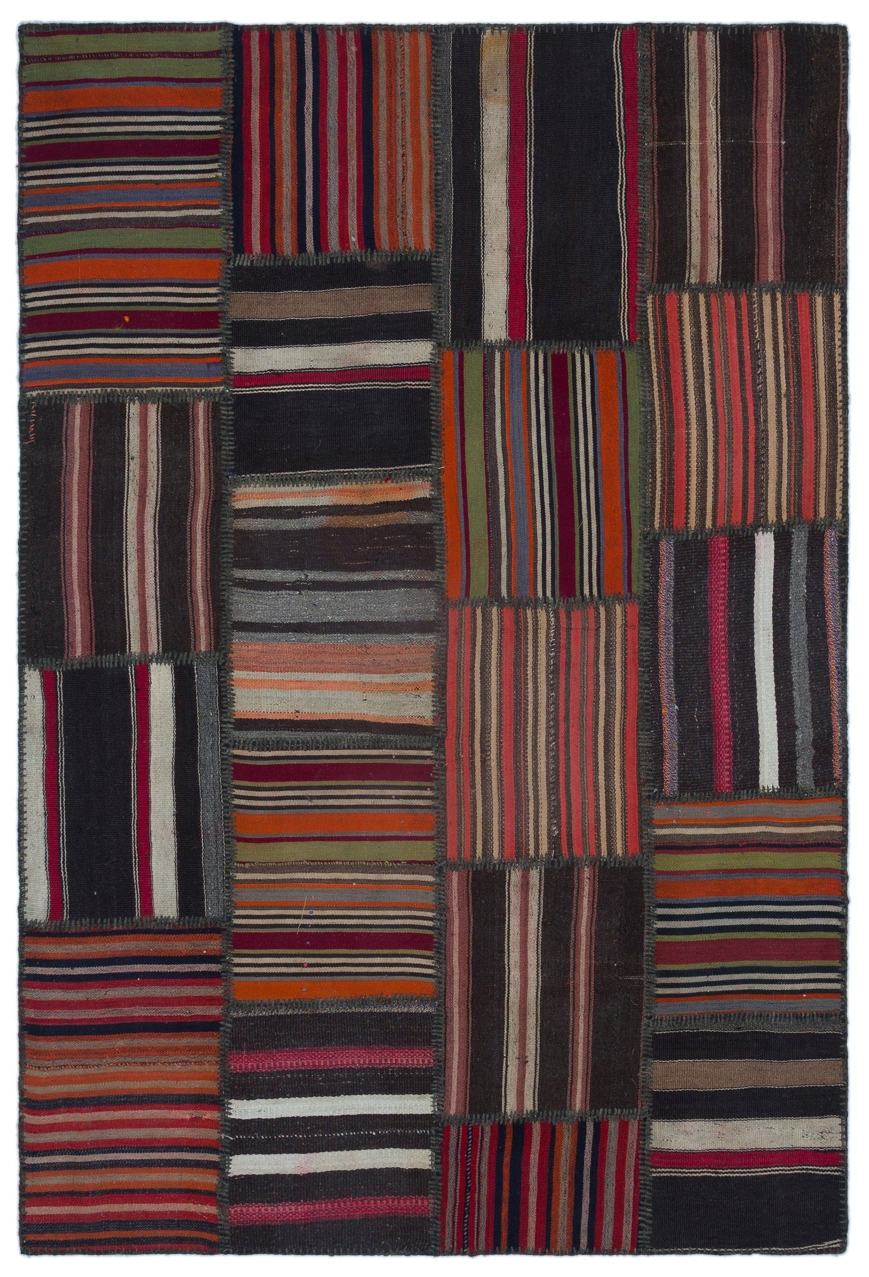 Teselya 25541 Patchwork Vintage Wool Handmade Area Rug 5'2" x 7'8"