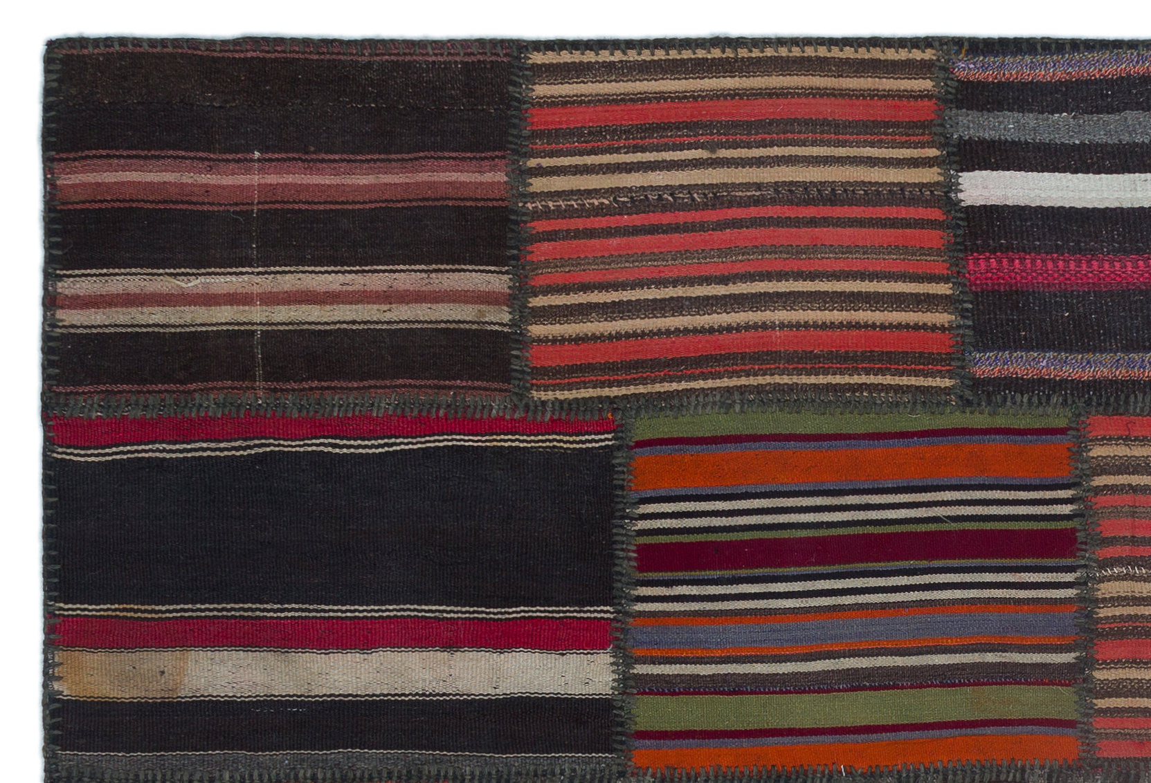Teselya 25541 Patchwork Vintage Wool Handmade Area Rug 5'2" x 7'8"