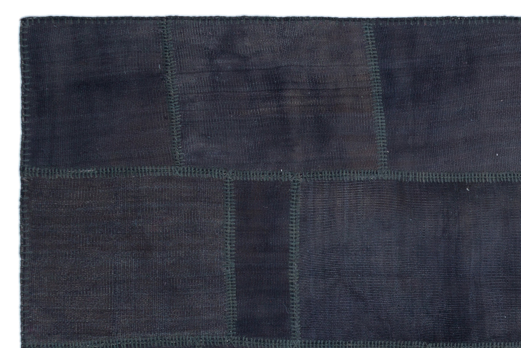 Teselya Anthracite Patchwork Wool Handmade Area Rug 5'1" x 7'8"