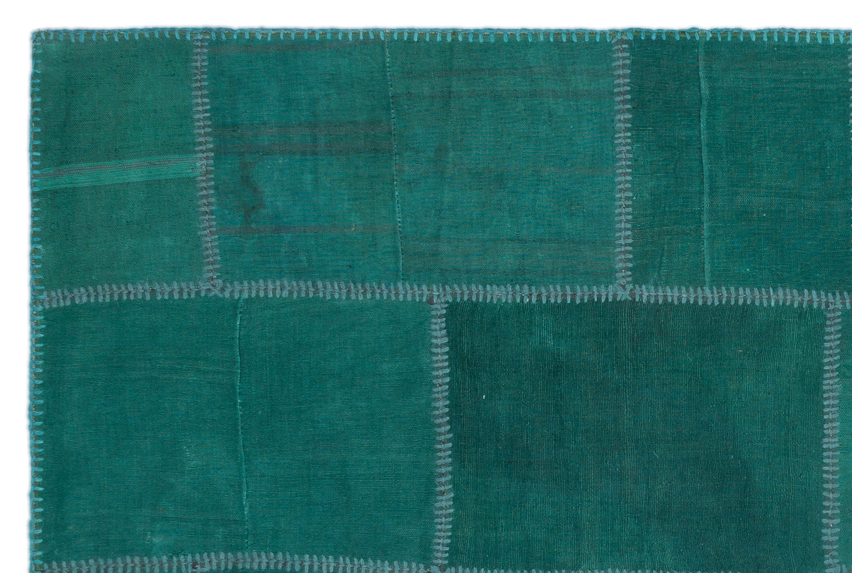 Teselya Turquoise Patchwork Wool Handmade Area Rug 5'1" x 7'9"