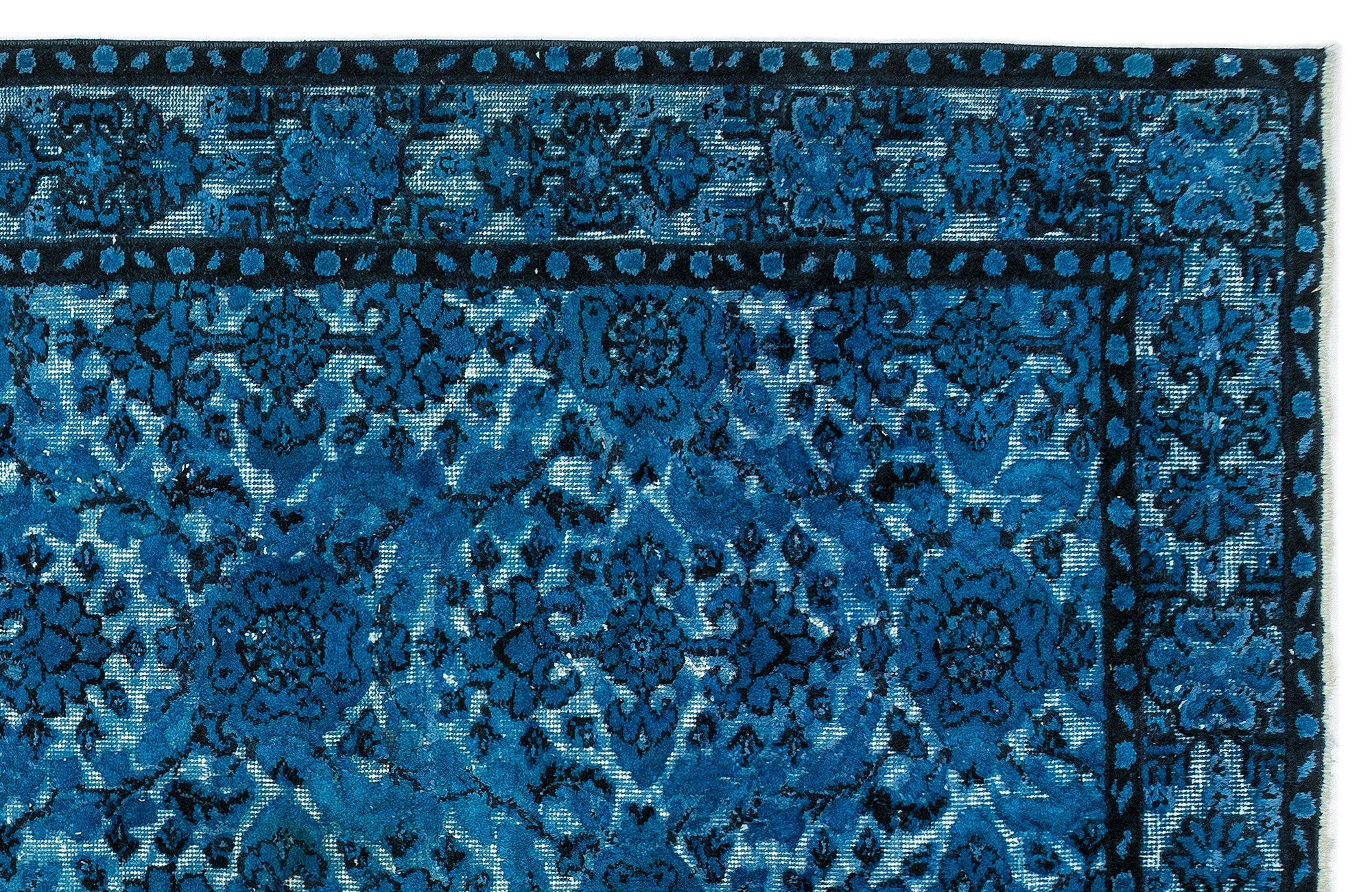 Purplea Turquoise Vintage Wool Handmade Area Rug 5'7" x 9'7"