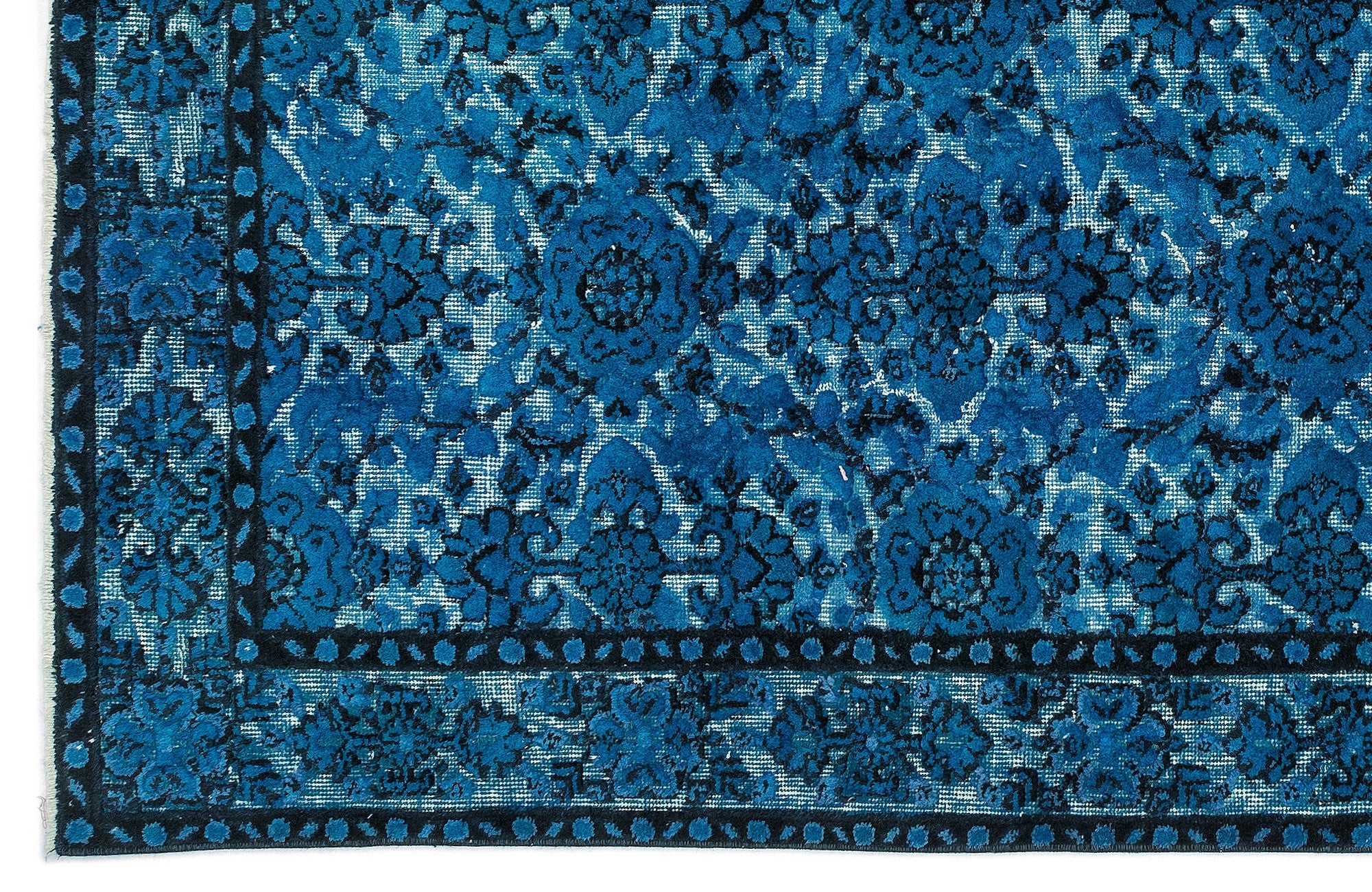 Purplea Turquoise Vintage Wool Handmade Area Rug 5'7" x 9'7"