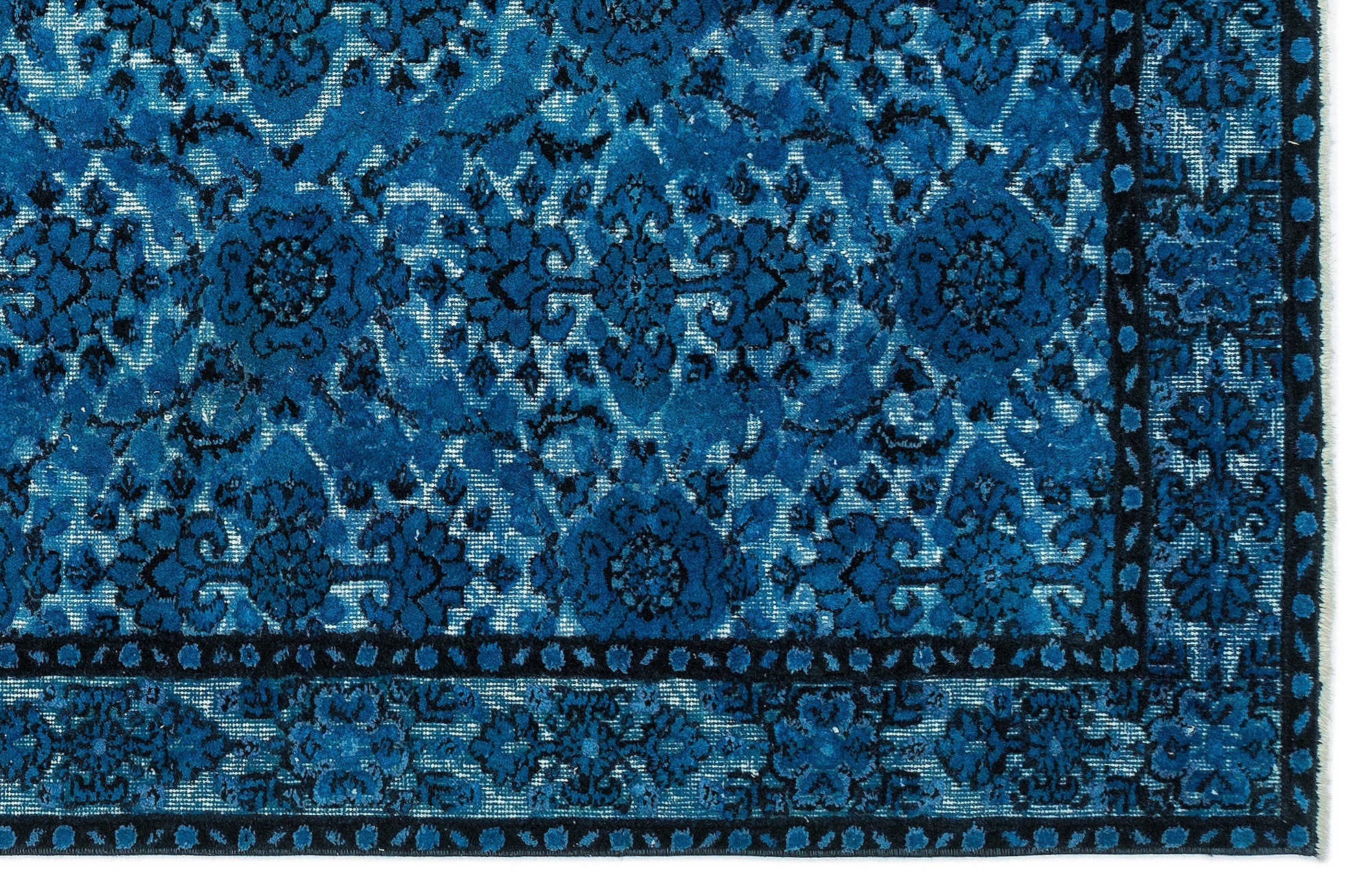 Purplea Turquoise Vintage Wool Handmade Area Rug 5'7" x 9'7"