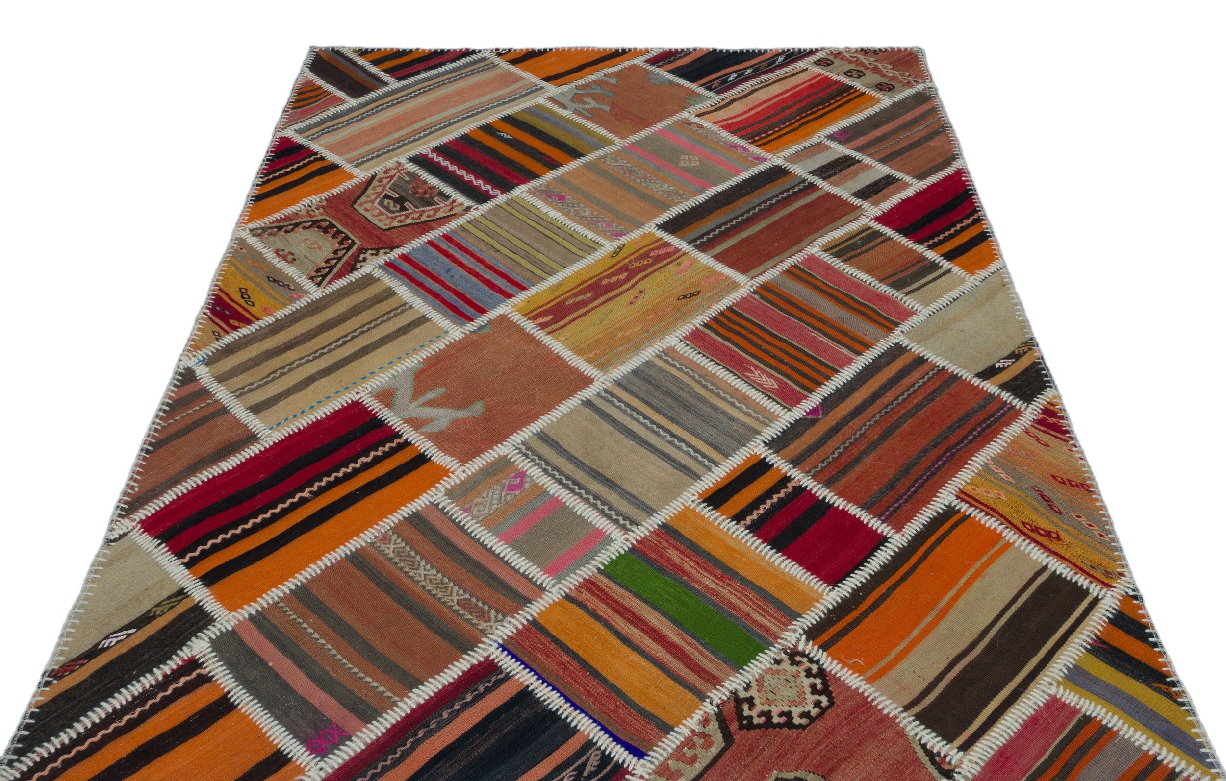 Teselya Orange Vintage Wool Handmade Area Rug 5'2" x 7'5"