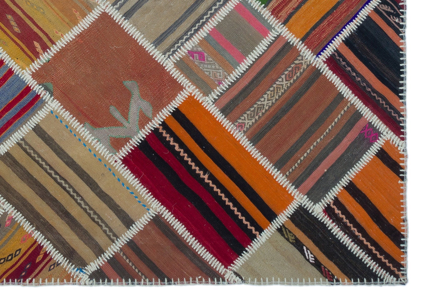Teselya Orange Vintage Wool Handmade Area Rug 5'2" x 7'5"