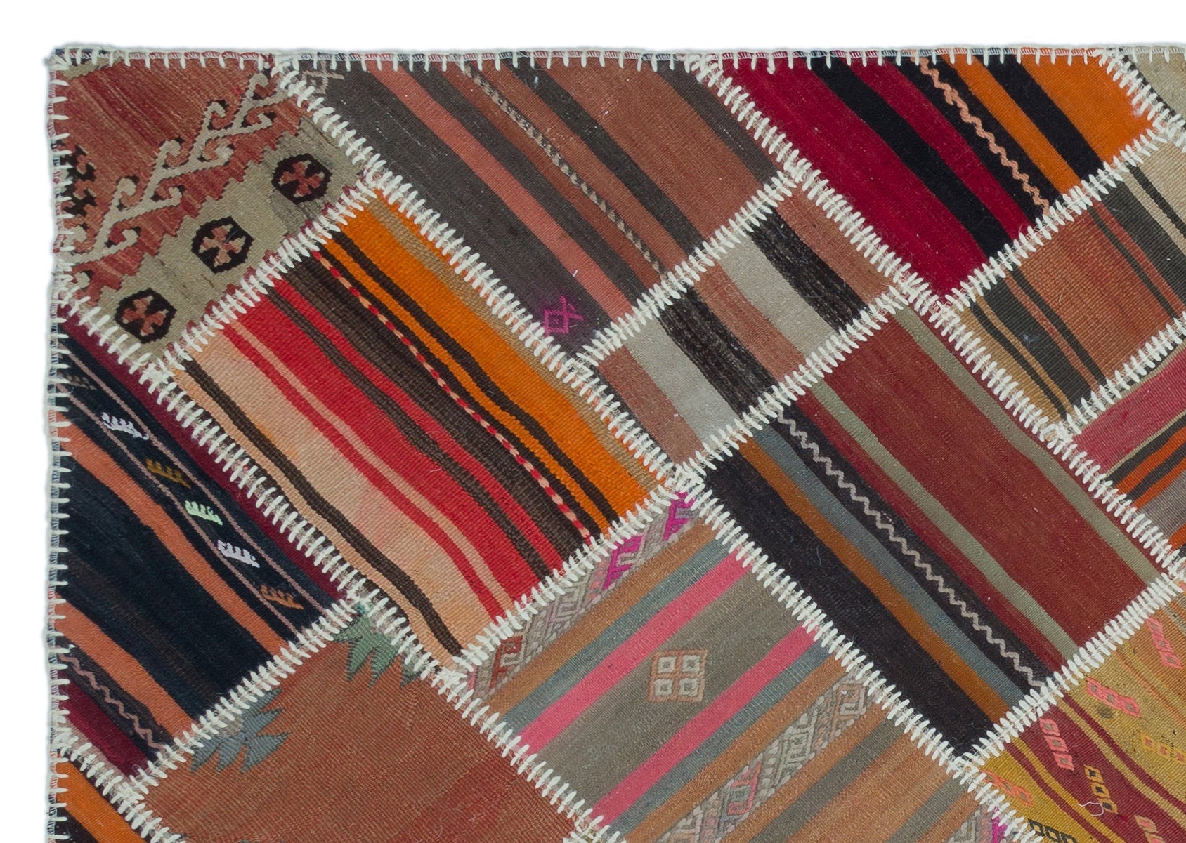 Teselya Orange Vintage Wool Handmade Area Rug 5'2" x 7'5"