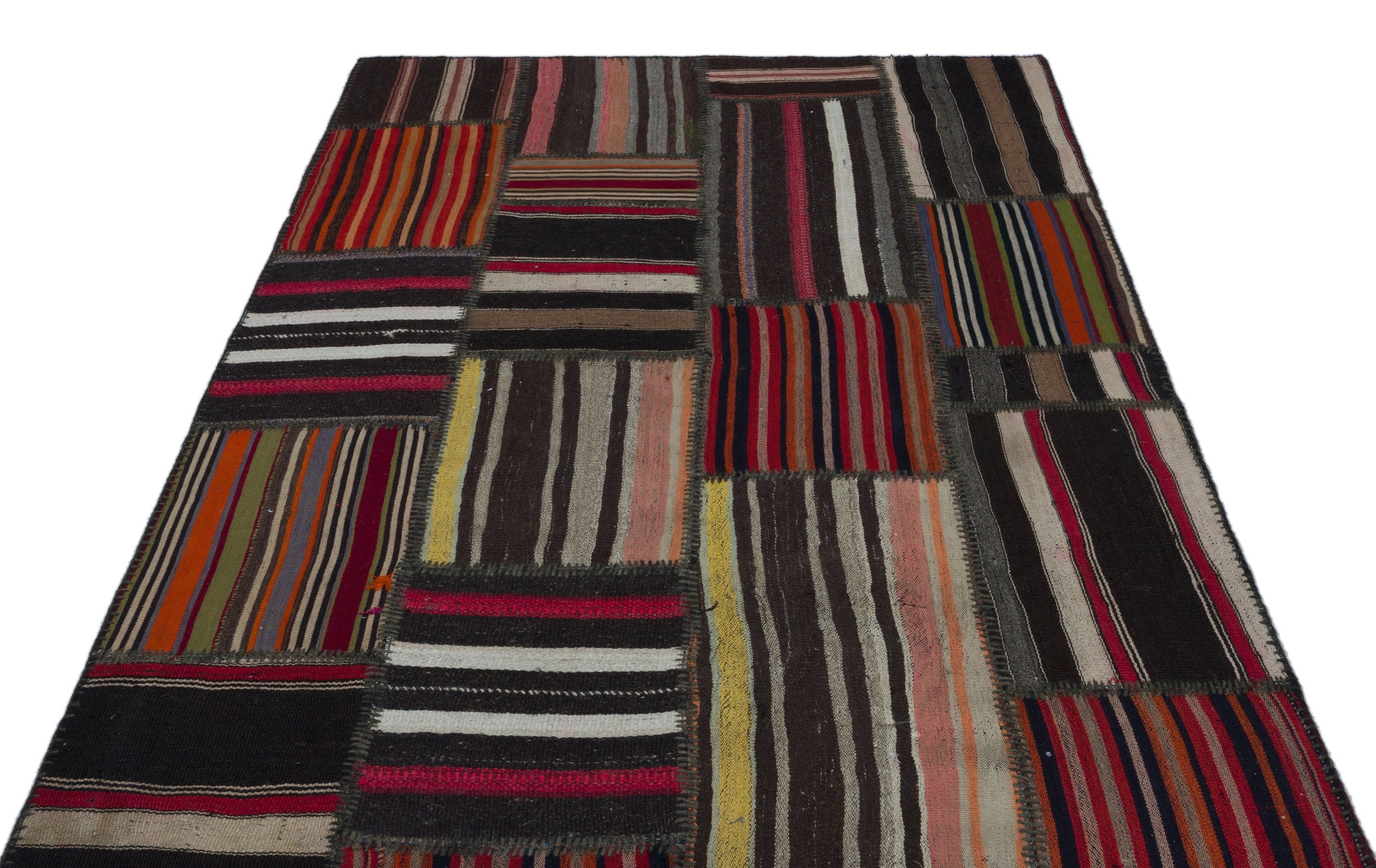 Teselya Brown Vintage Wool Handmade Area Rug 5'1" x 7'8"