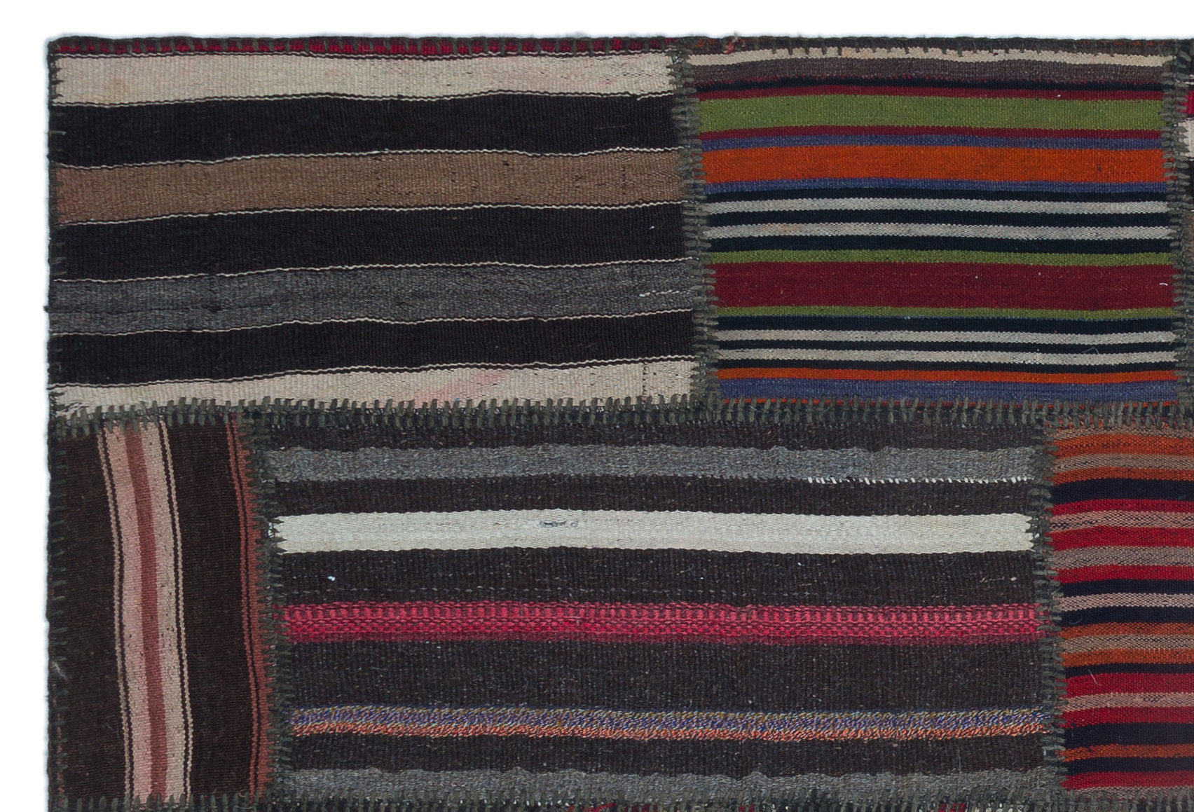 Teselya Brown Vintage Wool Handmade Area Rug 5'1" x 7'8"