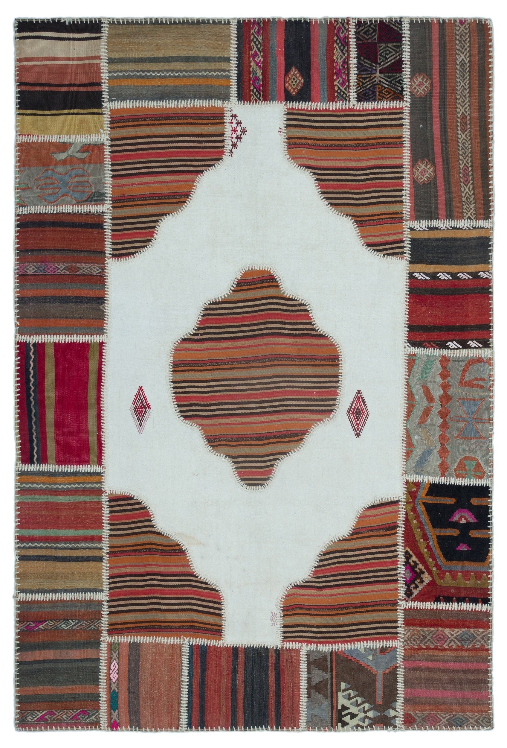 Teselya Beige Vintage Wool Handmade Area Rug 5'1" x 7'7"