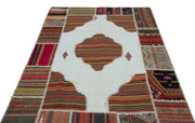Teselya Beige Vintage Wool Handmade Area Rug 5'1" x 7'7"