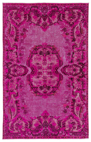 Purplea Pink Vintage Wool Handmade Area Rug 6'1" x 9'6"