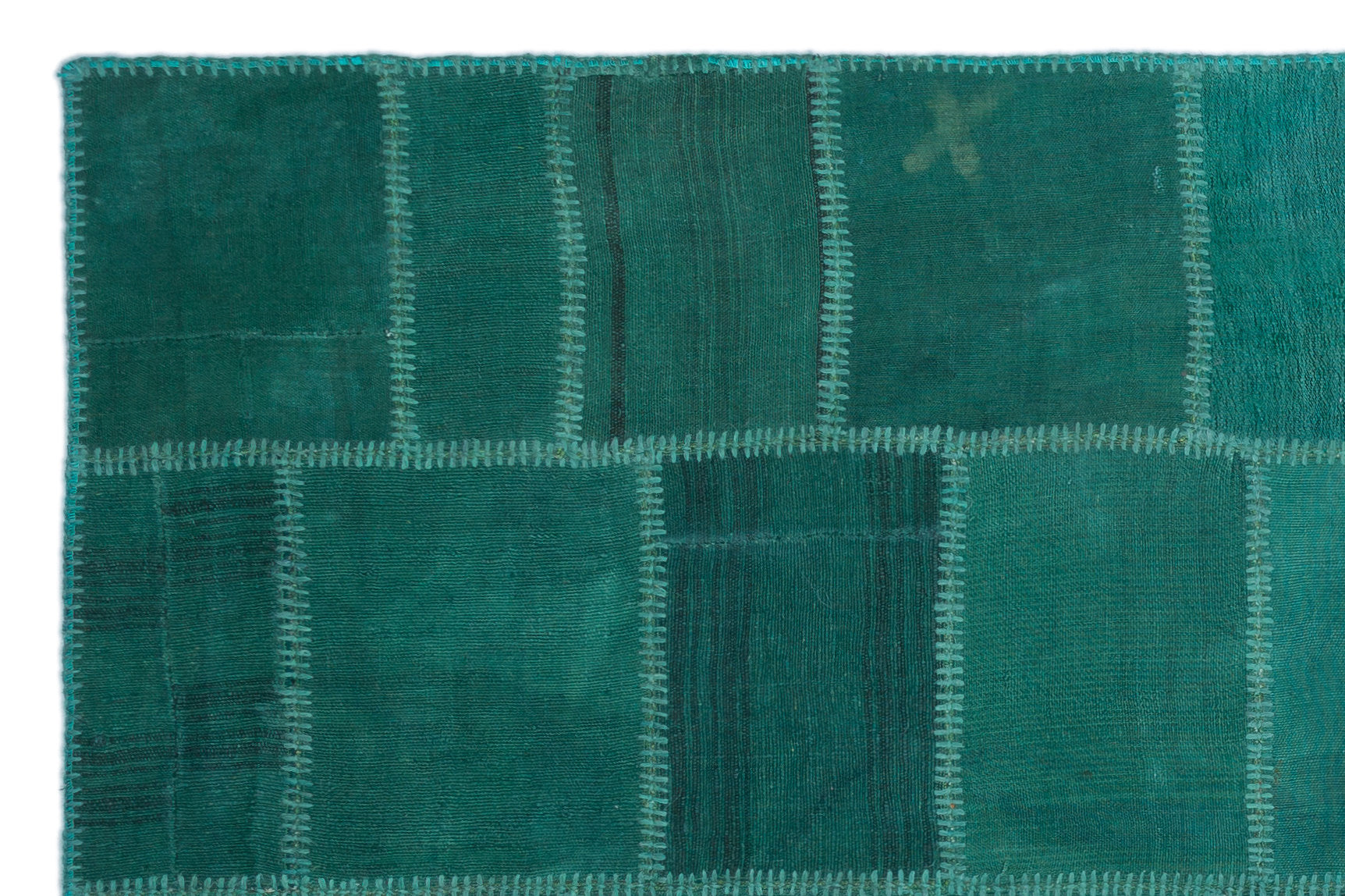 Teselya Green Patchwork Wool Handmade Area Rug 5'0" x 7'7"