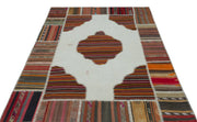 Teselya Beige Vintage Wool Handmade Area Rug 5'3" x 7'5"