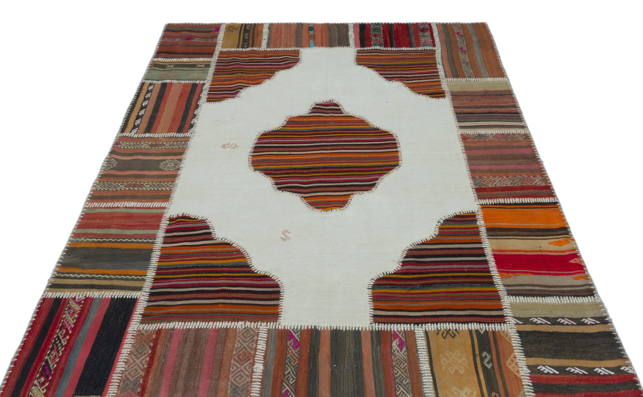 Teselya Beige Vintage Wool Handmade Area Rug 5'3" x 7'5"