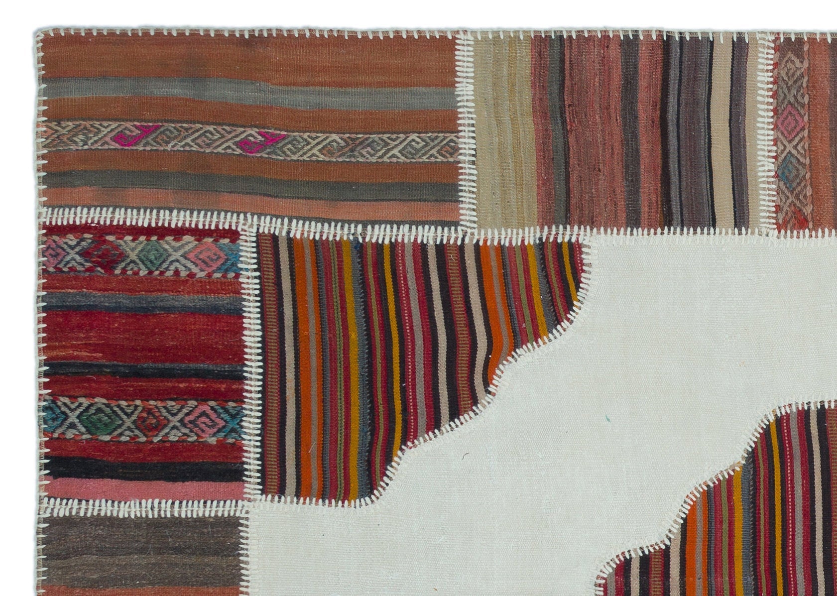 Teselya Beige Vintage Wool Handmade Area Rug 5'3" x 7'5"