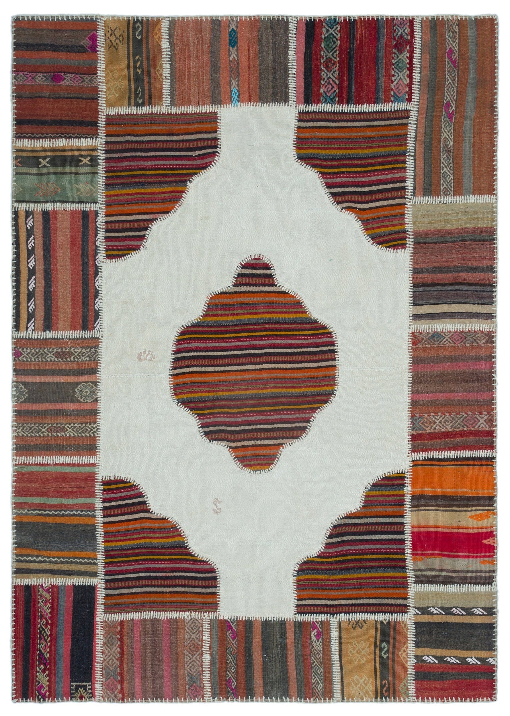 Teselya Beige Vintage Wool Handmade Area Rug 5'3" x 7'5"