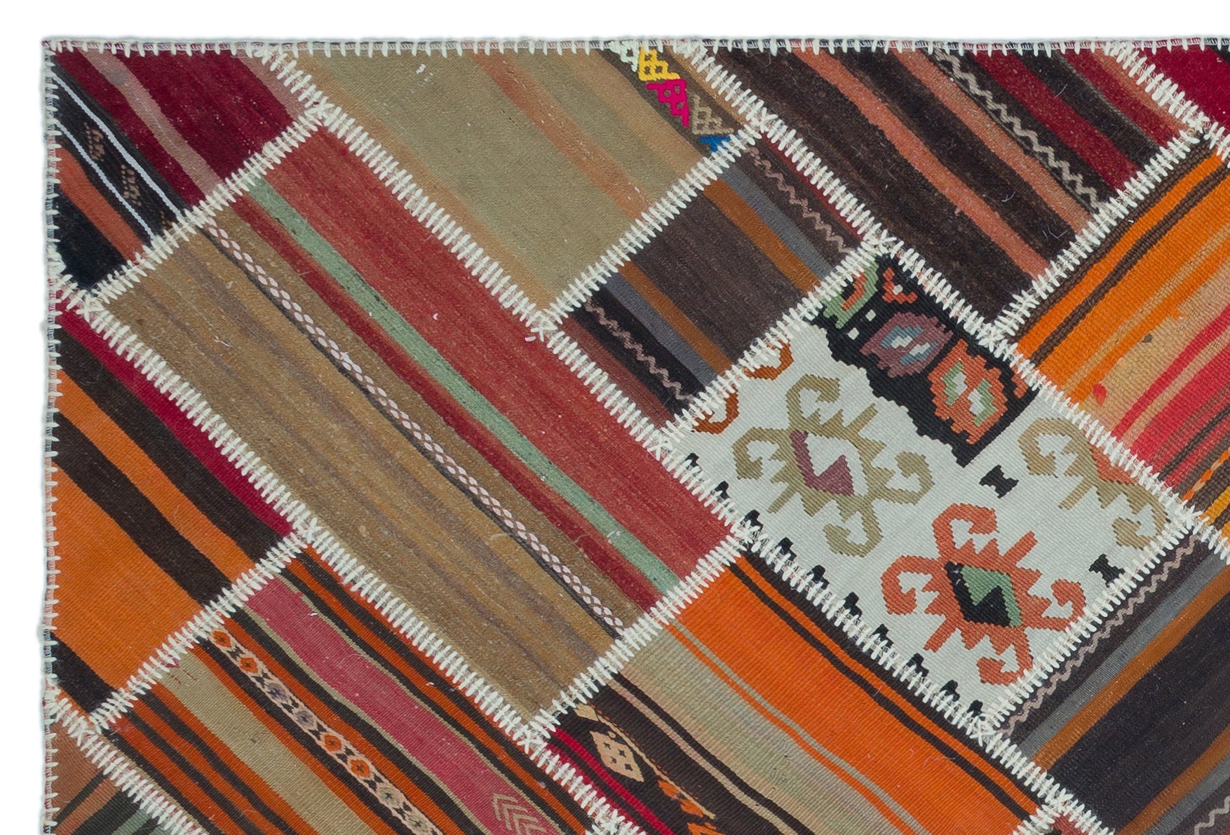 Teselya Beige Vintage Wool Handmade Area Rug 5'3" x 7'10"