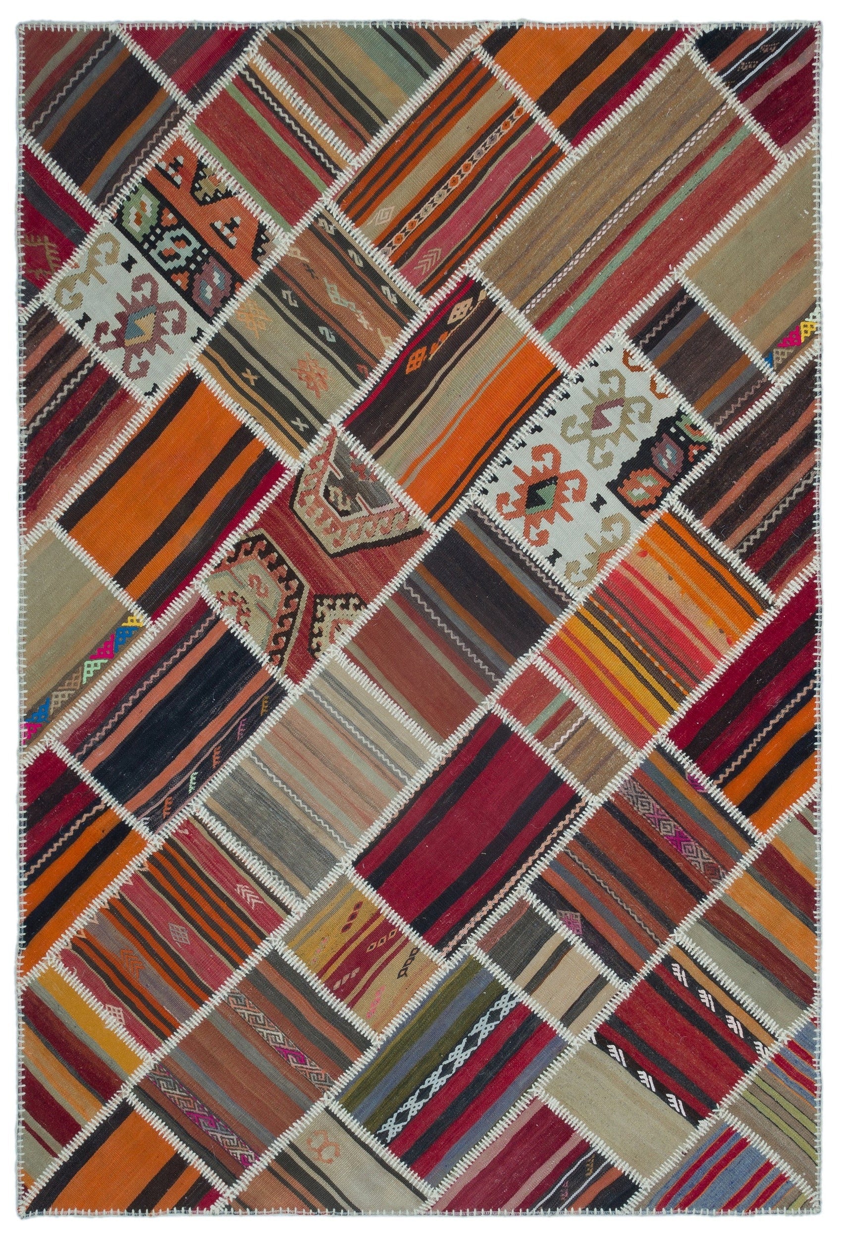 Teselya Beige Vintage Wool Handmade Area Rug 5'3" x 7'10"