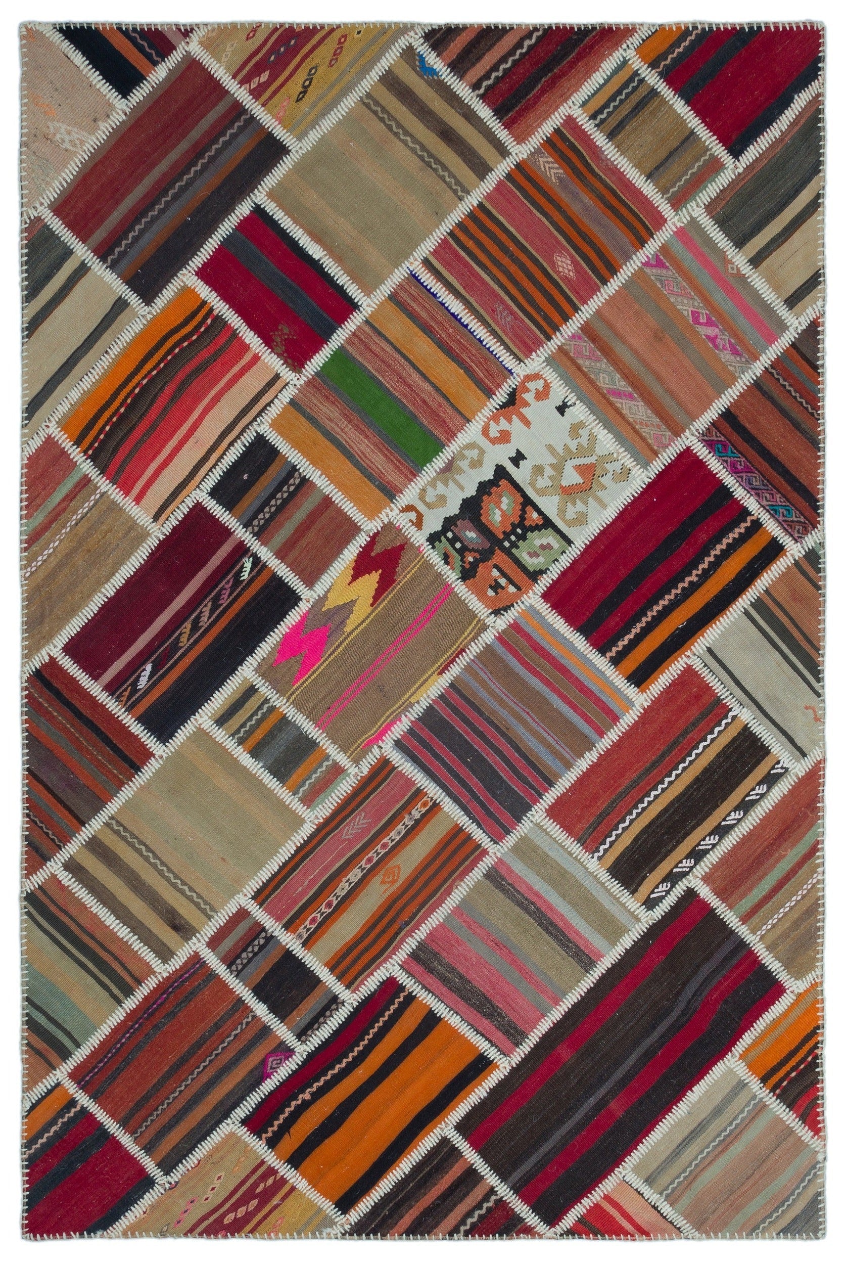 Teselya Beige Vintage Wool Handmade Area Rug 5'1" x 7'8"