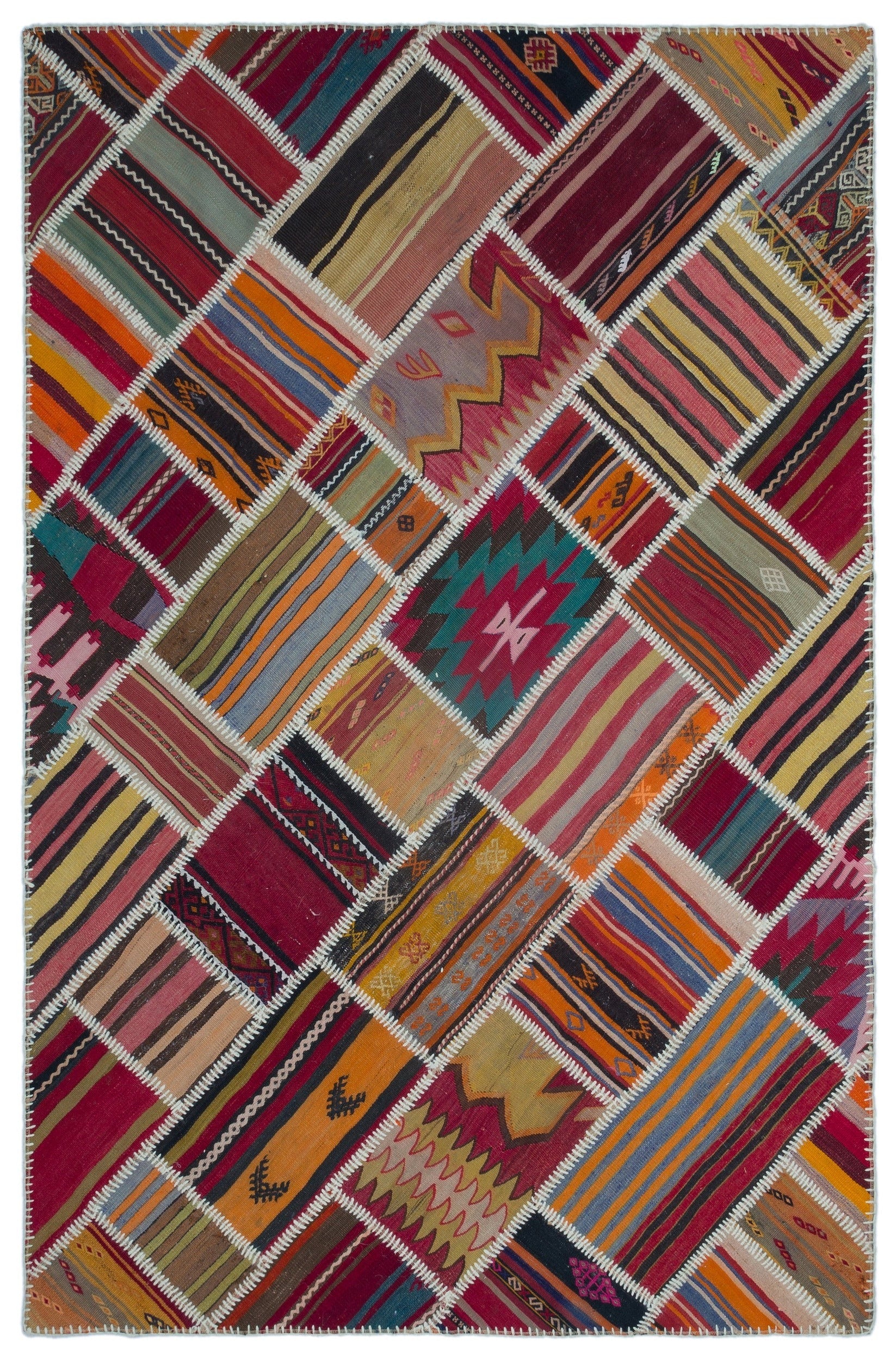 Teselya 25587 Red Vintage Wool Handmade Area Rug 5'2" x 7'8"