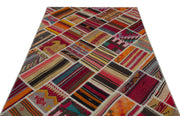 Teselya Red Vintage Wool Handmade Area Rug 5'2" x 7'7"