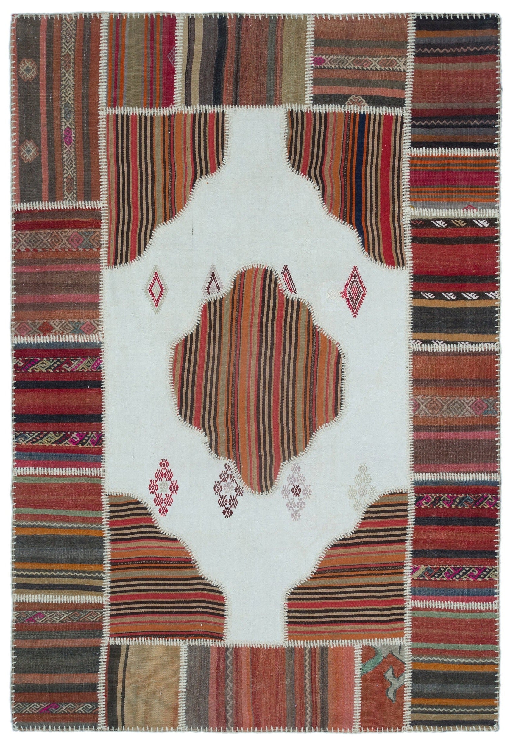 Teselya Beige Vintage Wool Handmade Area Rug 5'2" x 7'5"
