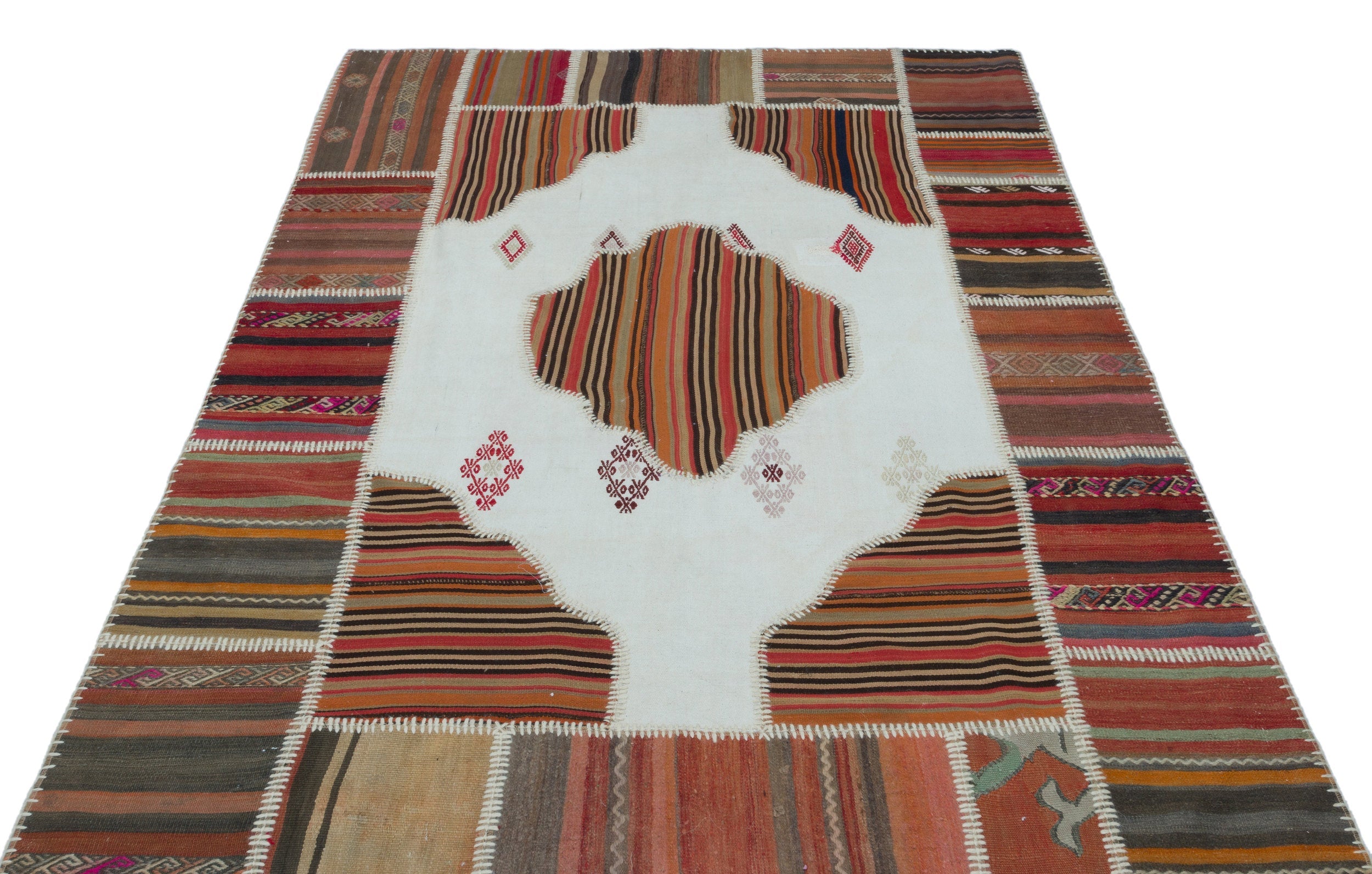 Teselya Beige Vintage Wool Handmade Area Rug 5'2" x 7'5"