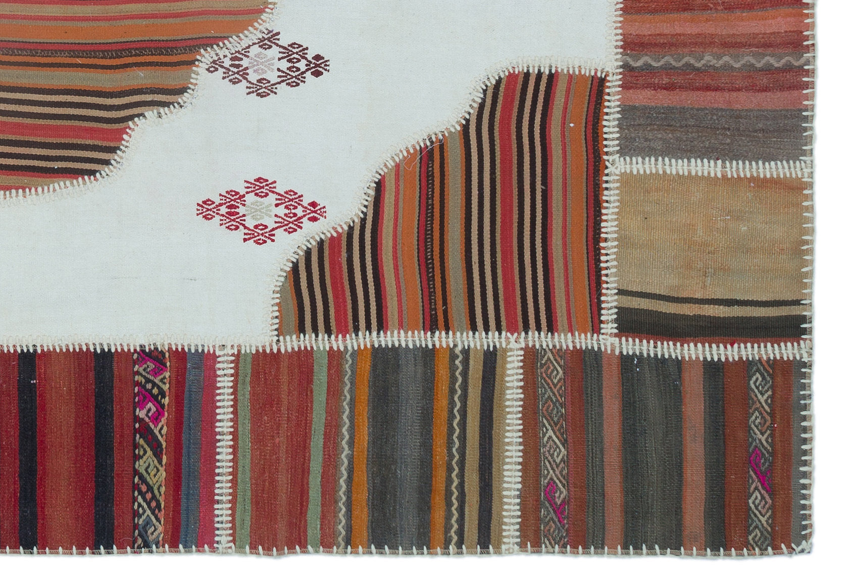 Teselya Beige Vintage Wool Handmade Area Rug 5'2" x 7'5"