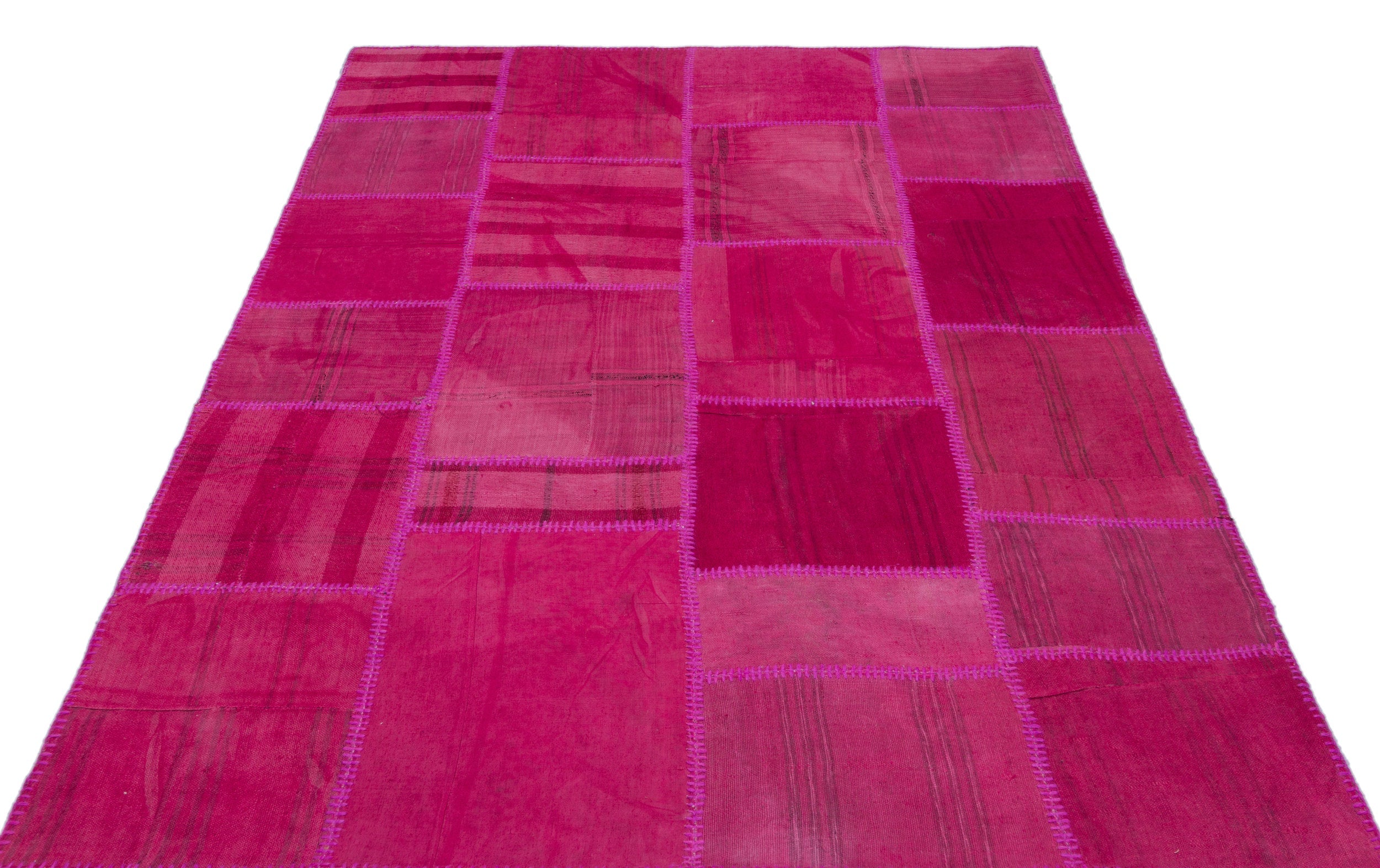 Teselya Beige Patchwork Wool Handmade Area Rug 5'4" x 7'7"